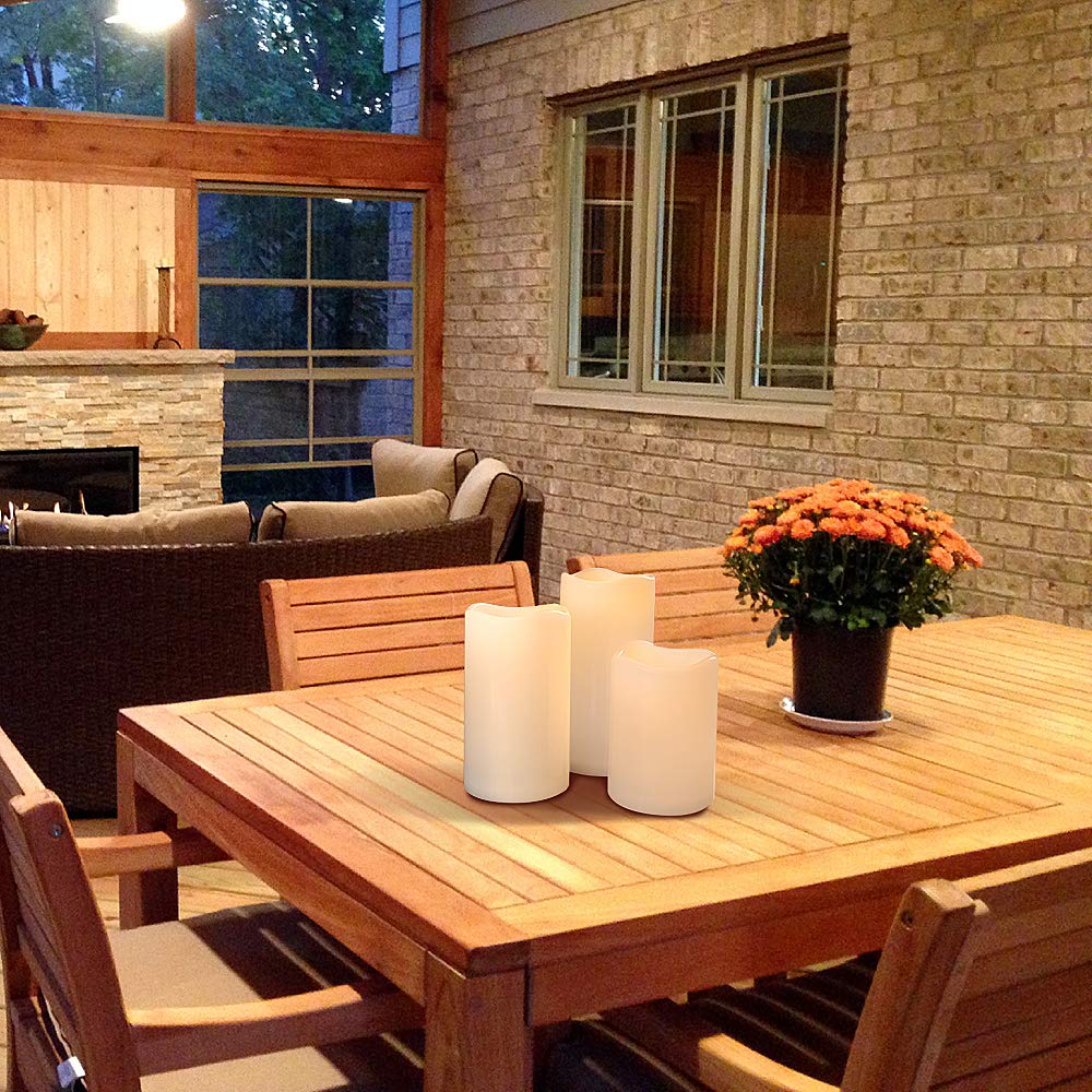 Dromance Outdoor Flameless Flickering Candles Waterproof And Heat Resistant, Warm Light Battery Operated Led Pillar Candles With
