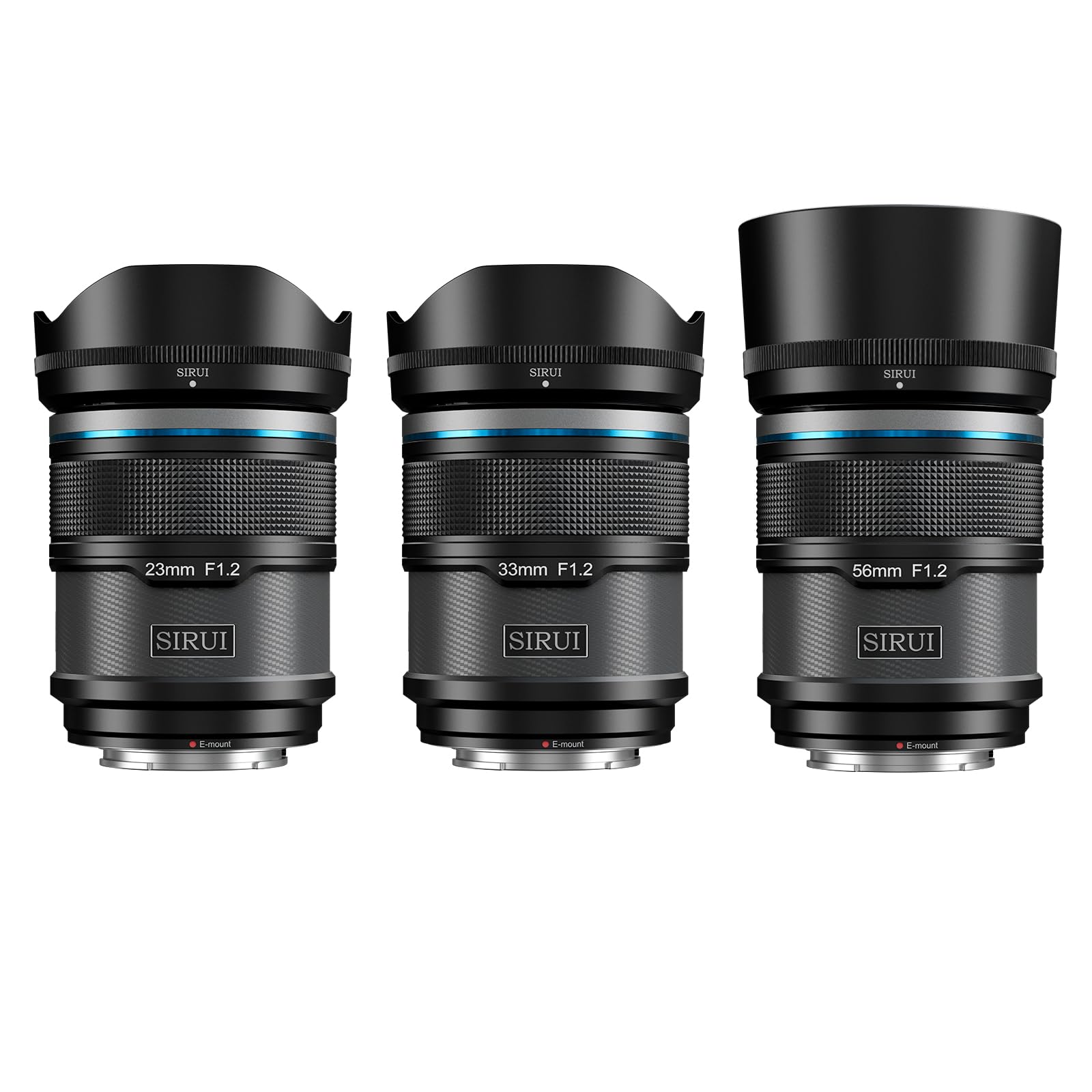 Sirui Sniper Autofocus Lens Set, 23Mm, 33Mm, 56Mm, F1.2 Wide Angle Aps C Camera Lens For A5, A6, Fx30, Zv E10 (E Mount, Black)