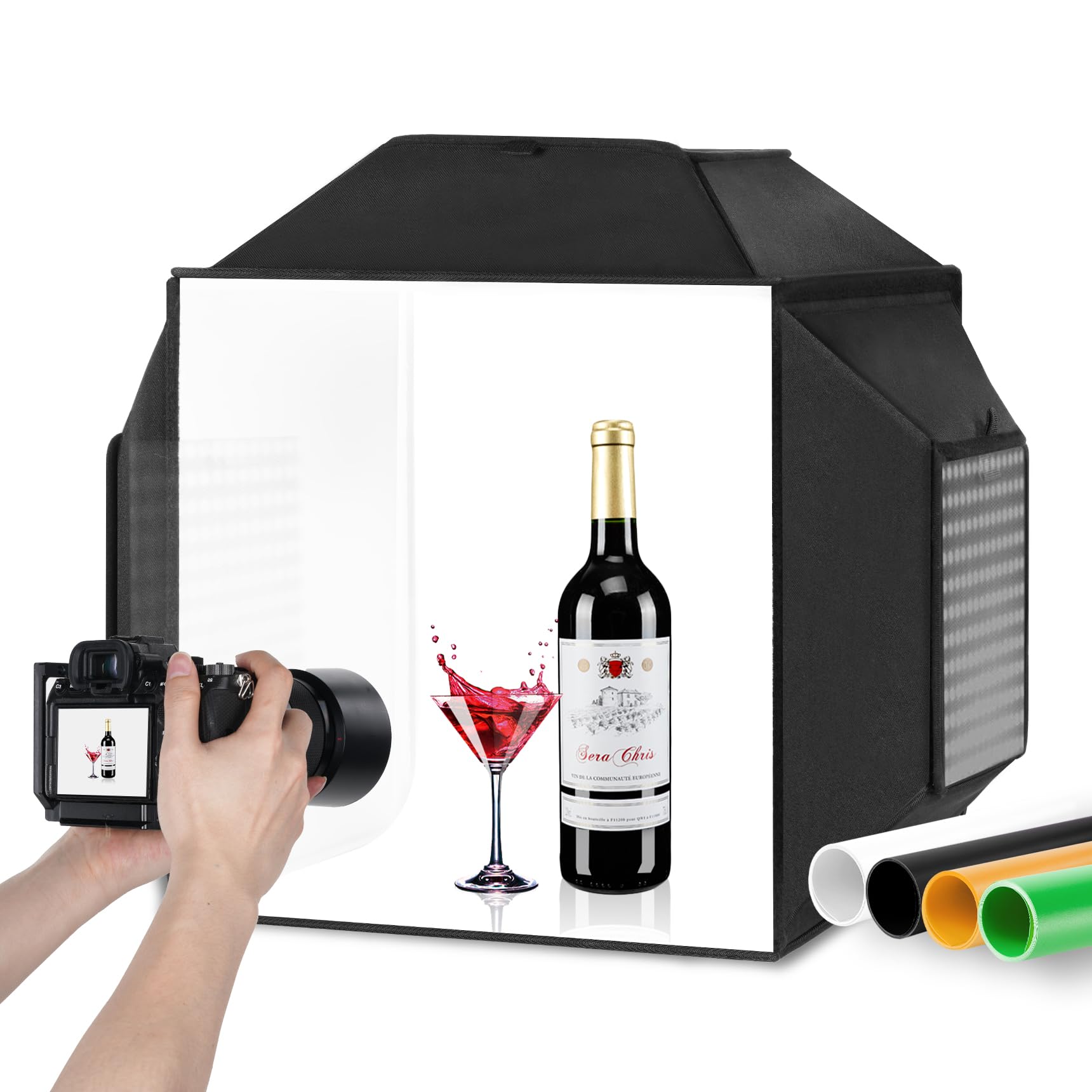 Selens Photo Studio Light Box 16''X16'' Upgraded Portable Photo Box Professional Shooting Tent With 3 Stepless Dimming Light Pan