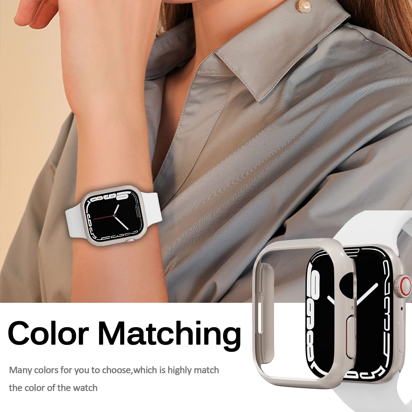 Miimall Compatible Apple Watch Series 8/7 41Mm Case All Around Protective Cover Lightweight Shockproof Hard Pc Protector Frame C