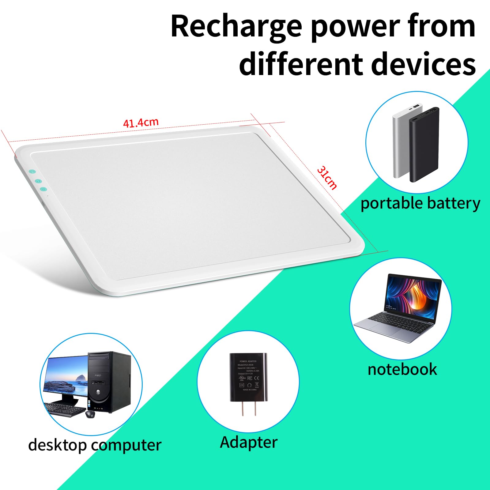 Toheto A3 Rechargeable Led Super Bright Light Pad With Carry Bag For Cricut Weeding Vinyl Tool, Portable Wireless 3500Mah Batter