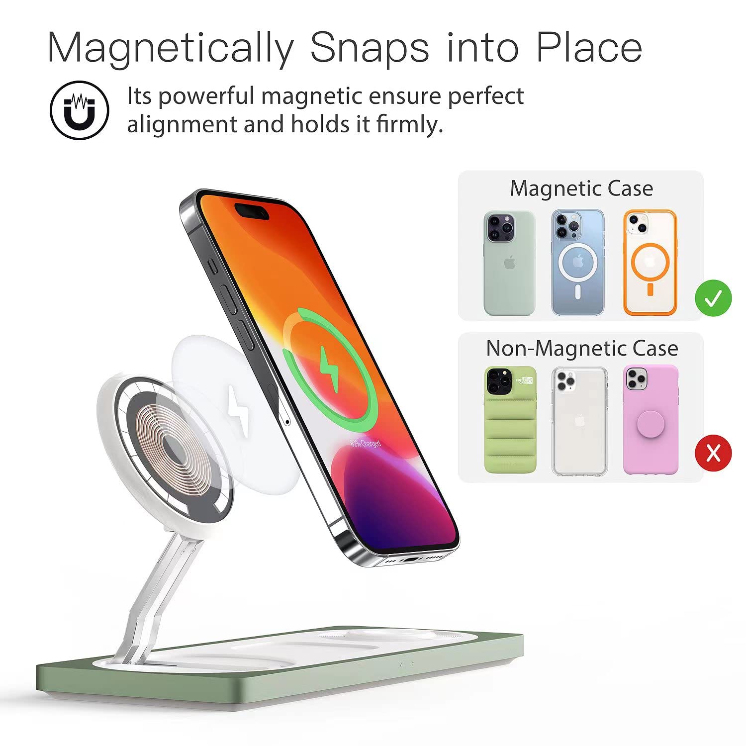 3 In 1 Charging Station For Apple Devices: Used For Iphone And Watch Charging Station With Magsafe Charger Stand, Wireless Charg