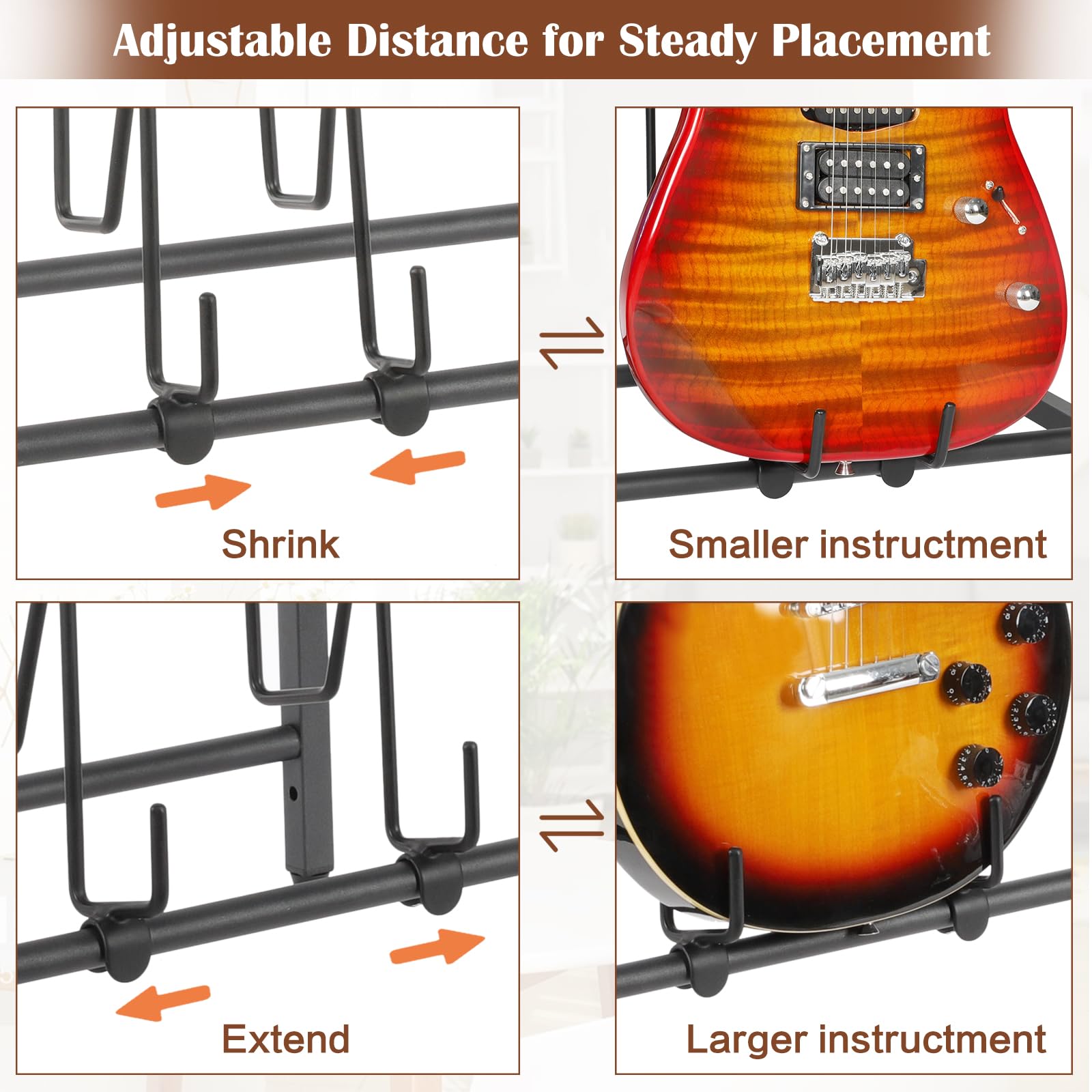 Bikoney 6 Guitar Stand, Guitar Rack For Electric Guitar And Bass, Guitar Stands Floor For Multiple Guitars, Multi Guitar Stand W