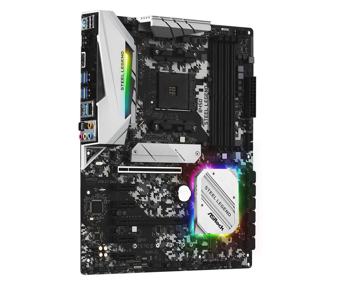 Asrock B450 Steel Legend Socket Am4/ Amd Promontory B450/ Ddr4/ Quad Crossfirex/ Sata3&Usb3.1/ M.2/ A&Gbe/Atx Motherboard