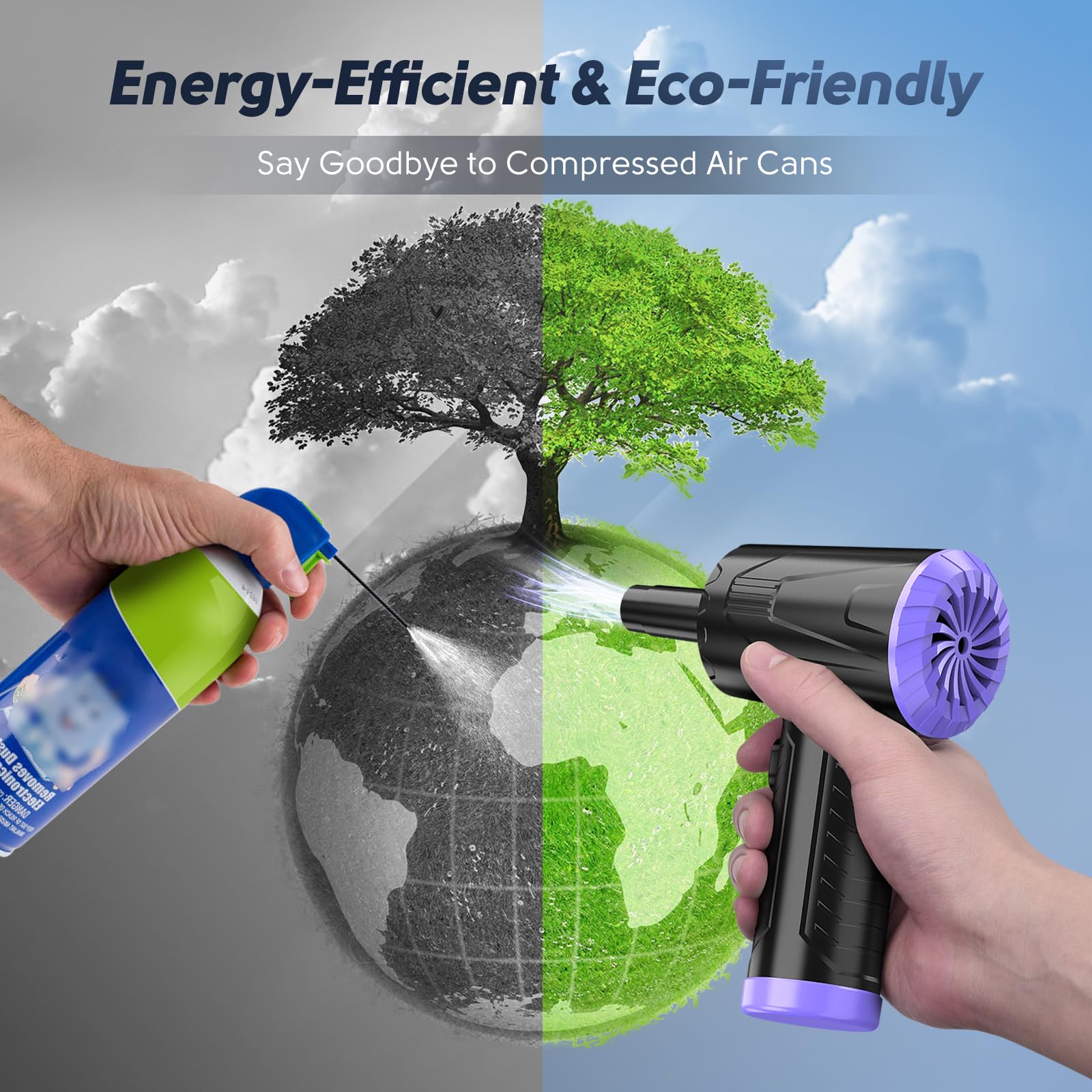 Compressed Air Duster Keyboard Cleaner Cordless Electric Air Duster For Computer Pc 110000Rpm Canned Air Blower Spray Can Car Du