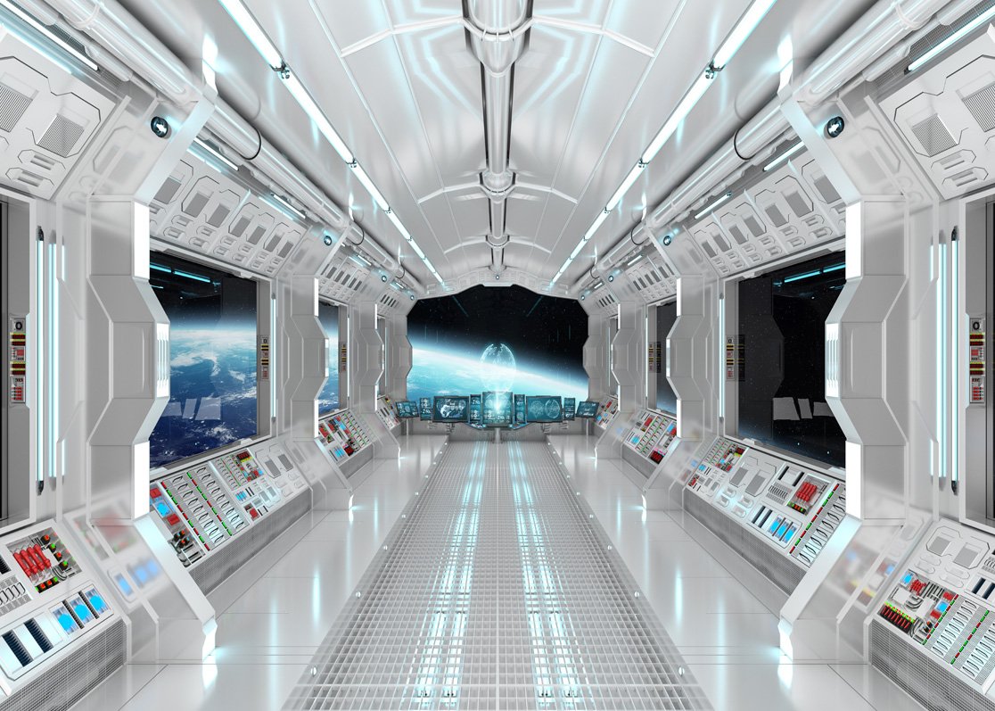 Lywygg 7X5Ft Vinyl Spaceship Interior Background Futuristic Science Fiction Photography Backdrops Spacecraft Cabin Photo Shoot Studio Props Astronomy Universe Galaxy Outer Space Station Cp 36