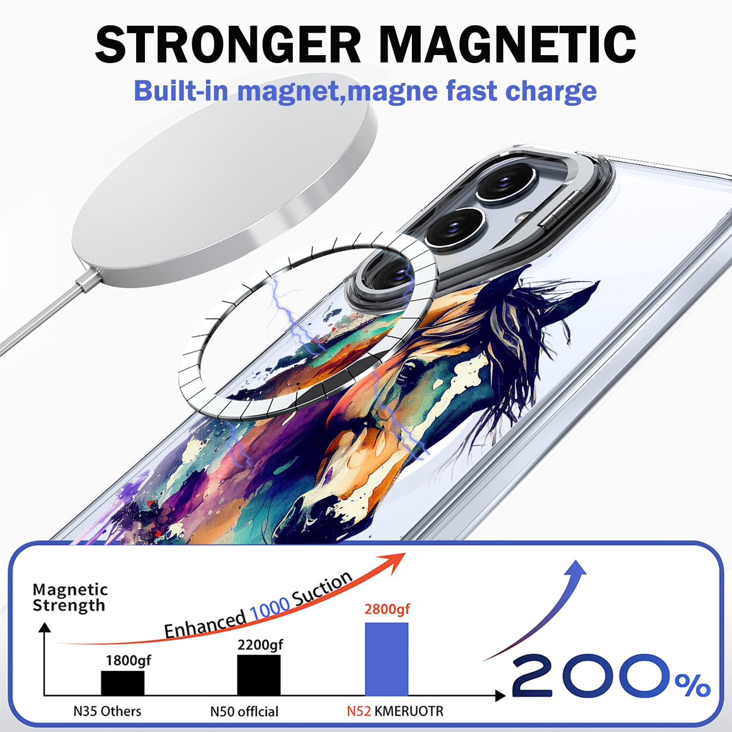 Ecute Strong Magnetic Slim Drop Protective Case With Camera Ring Kickstand For Samsung Galaxy S25 Plus & S24 Plus - Color Graffi