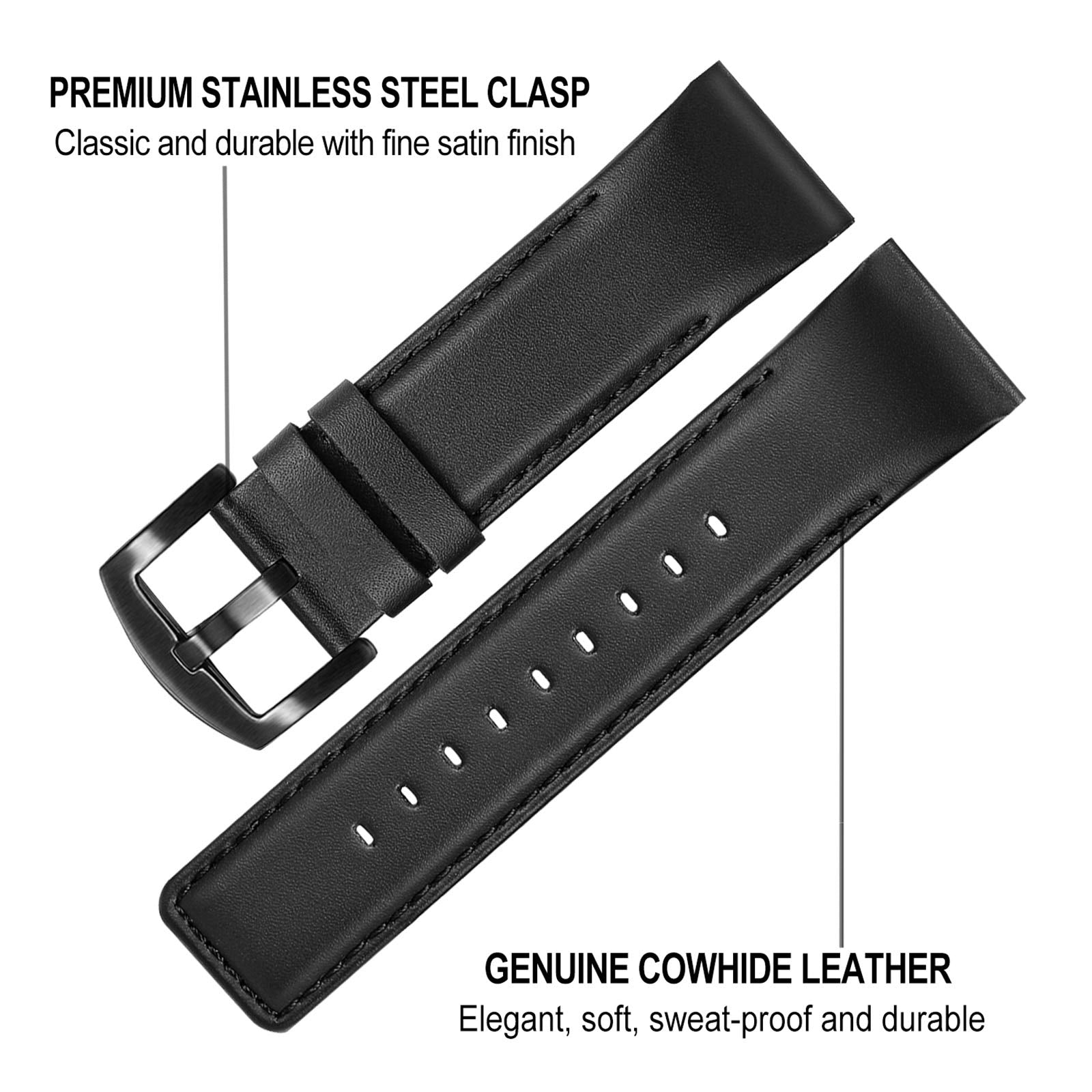 Trumirr Watch Band For Fenix 7 Pro Sapphire Solar/6 Pro, 22Mm Leather Strap For Garmin Epix Pro/Forerunner 965 955 945 935 / App