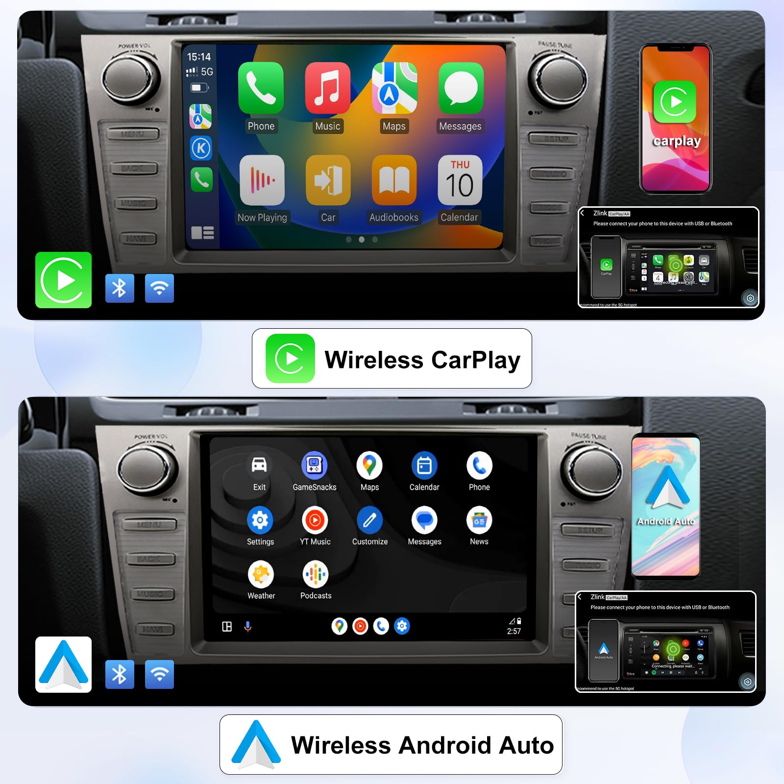 Swtnvin Car Radio Stereo For Toyota Camry 2007 2008 2009 2010 2011 Android 13 Built In Carplay & Autoplay 4G Lte Dual Wifi Dsp B