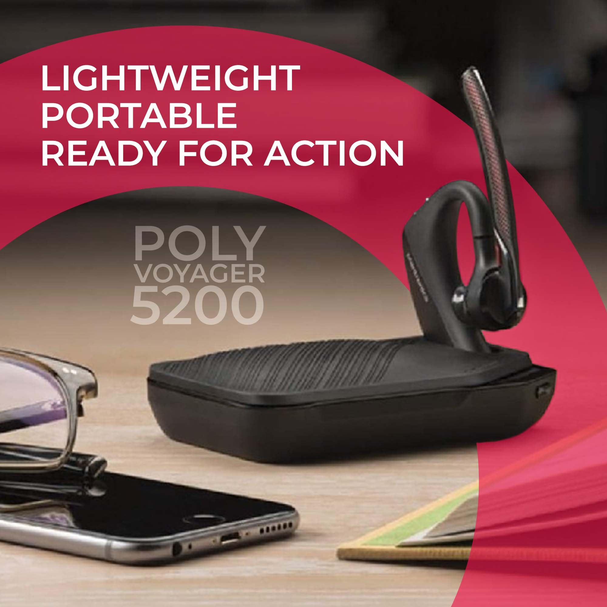 Plantronics Poly Voyager 5200 Uc Bluetooth Headset Bundle - For Smartphones, Pc, Mac Using Ringcentral Software Or App, Global T