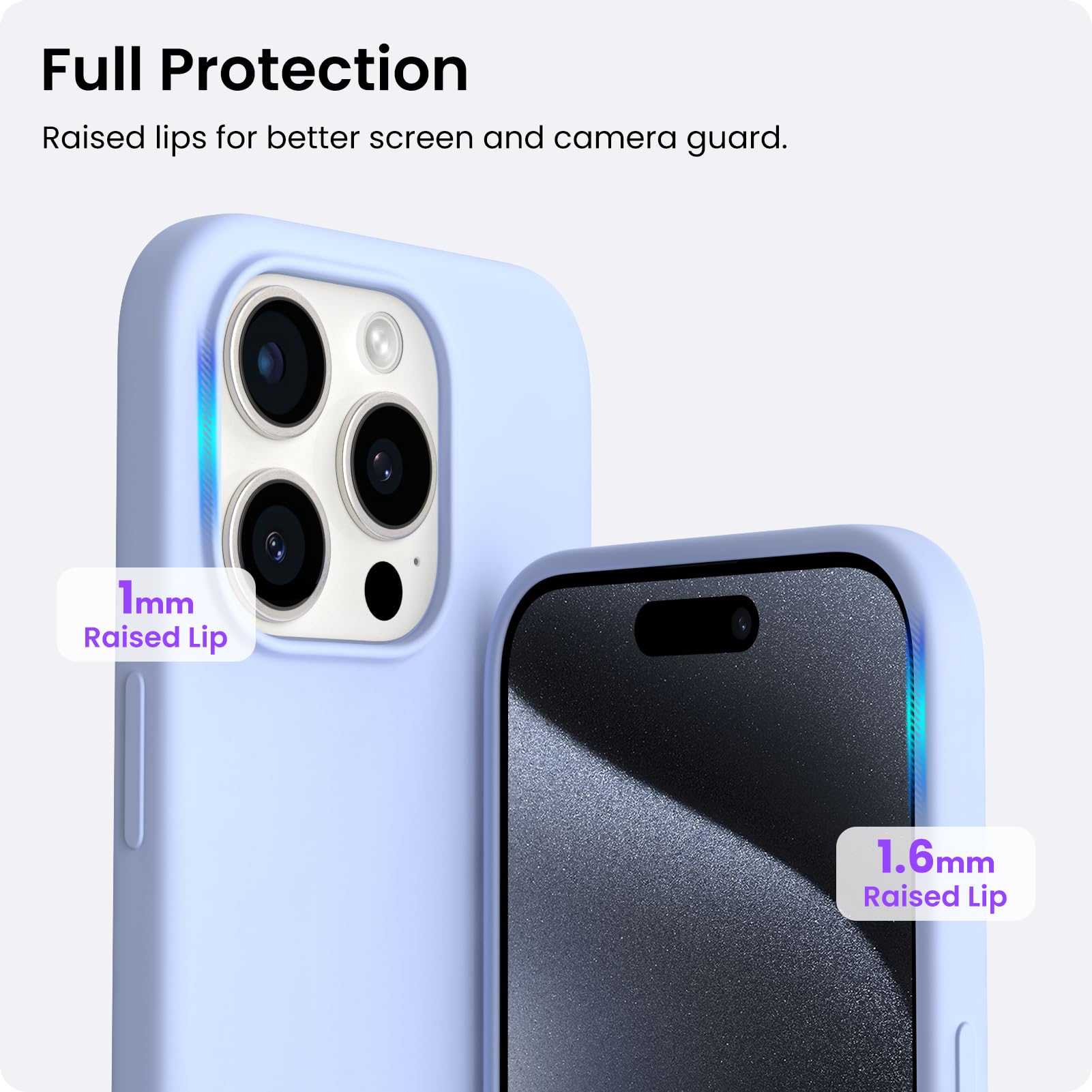 Ornarto Compatible With Iphone 15 Pro Max Case 6.7'', Slim Liquid Silicone 3 Layers Soft Gel Rubber Shockproof Protective Phone