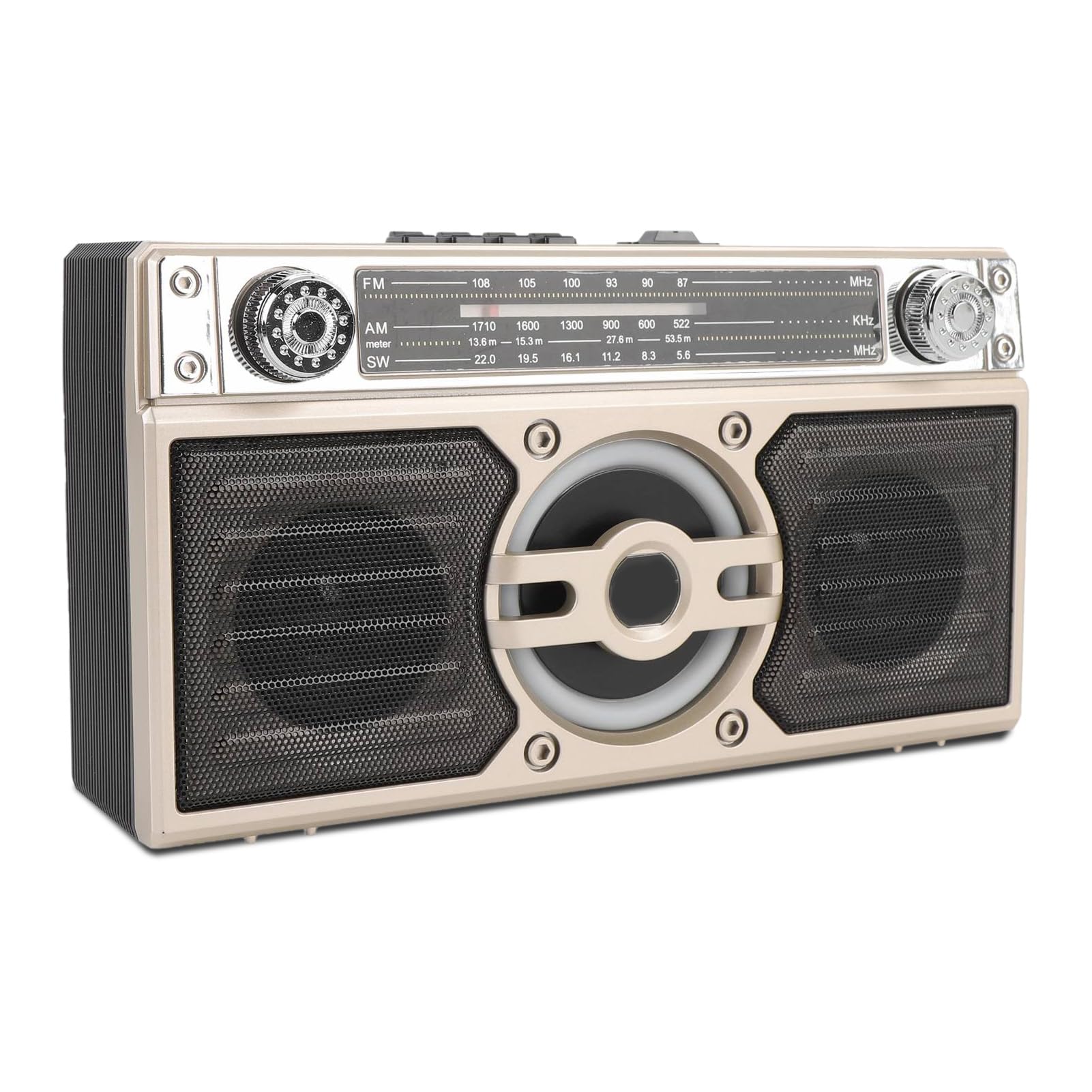 Portable Radio Bluetooth Speaker, Multifunctional Rechargeable Multi Band FM AM SW Radio for Travel Long Play Time, Double 5W Sp