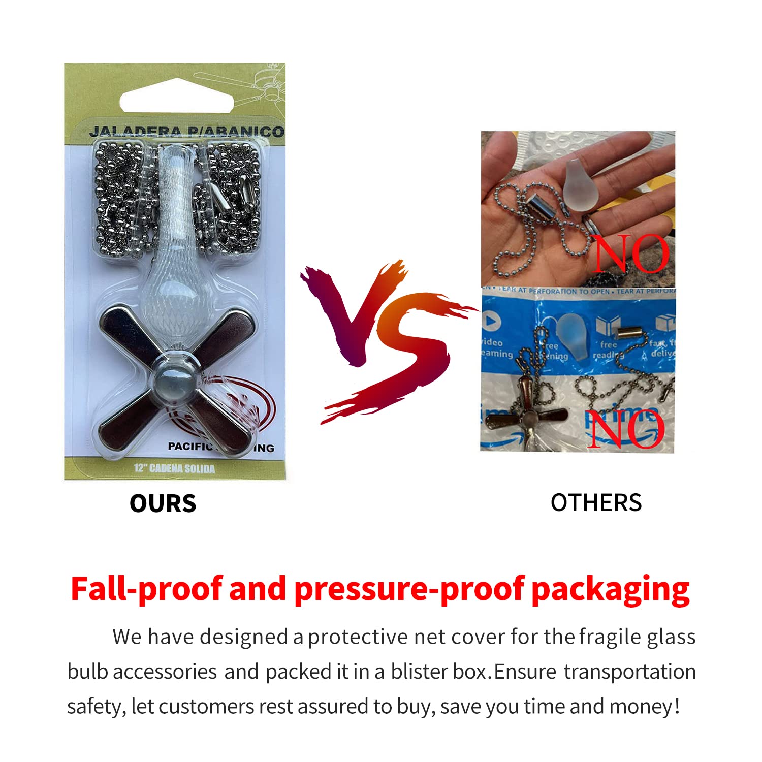 Ceiling Fan Pull Chain,24Inch Extra Long With Decorative Frosted Glass Bulb And Fan Cord,Fit All Standard 3Mm Diameter Ceiling F