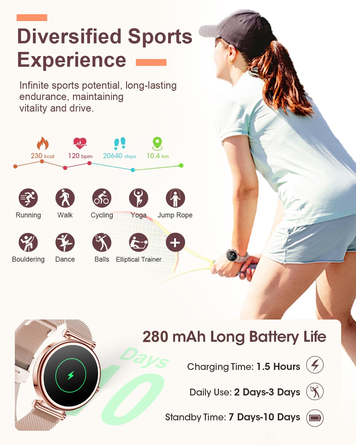 Small Smart Watch For Women With Bluetooth Call, 1.27    Ladies Smart Watch,120+ Sports Modes Step Counter Fitness Watch, Hr/Bp/