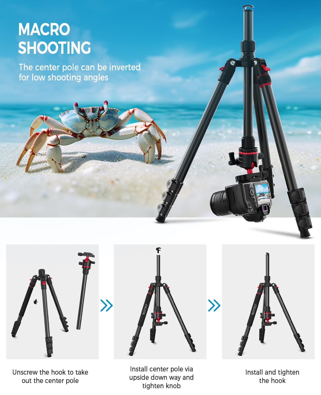 70' Tripod For Camera, Professional Aluminum Camera Tripod & Monopod With 360� Ball Head, Adjustable Lightweight Travel Tripod For Phone,Dslr,Tablet With Carry Bag