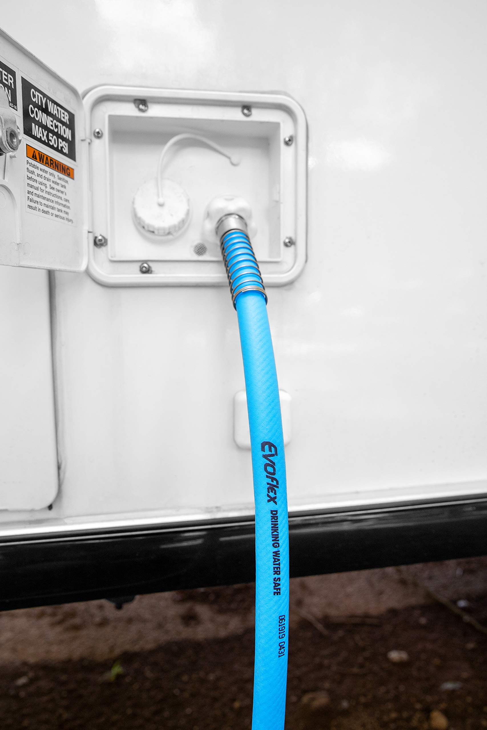 Camco Evoflex 75-Ft Water Hose - Rv Drinking Water Hose Contains No Lead, No Bpa & No Phthalate - Flexible Design W/Stainless St,WBAUVB09LR9LJSW