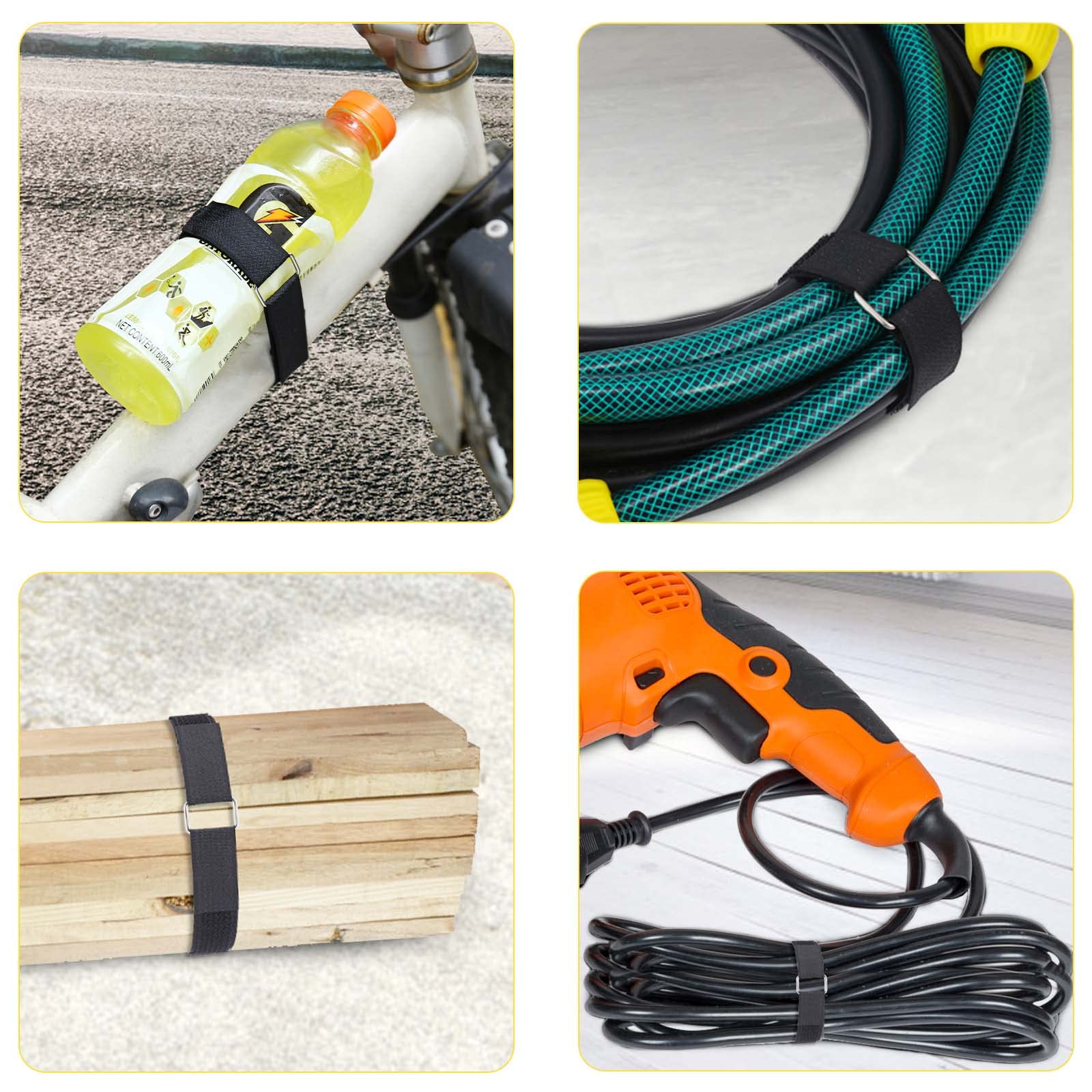 Ymcrlux 1''X64Ft Hook And Loop Straps With 70 Metal Buckles, Adjustable Fastening Cable Straps, Cut To Length Cinch Strap, Reusa