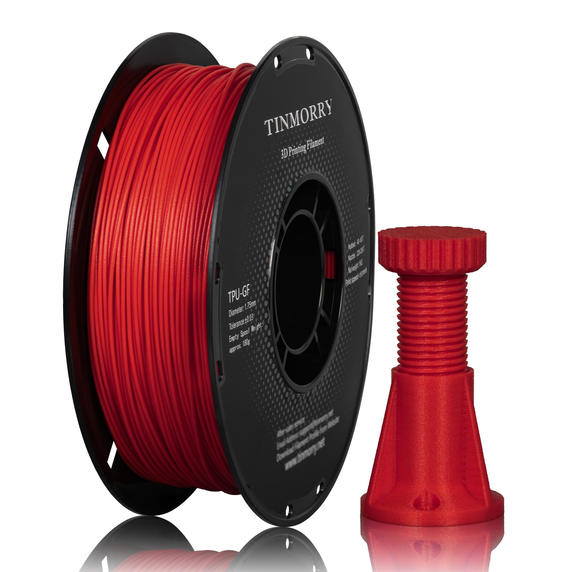 TINMORRY Glass Fiber Reinforced TPU Filament 1.75mm, Resistant to Impact TPU GF 3D Printing Filament, Flexible & Tough, Fits Bam