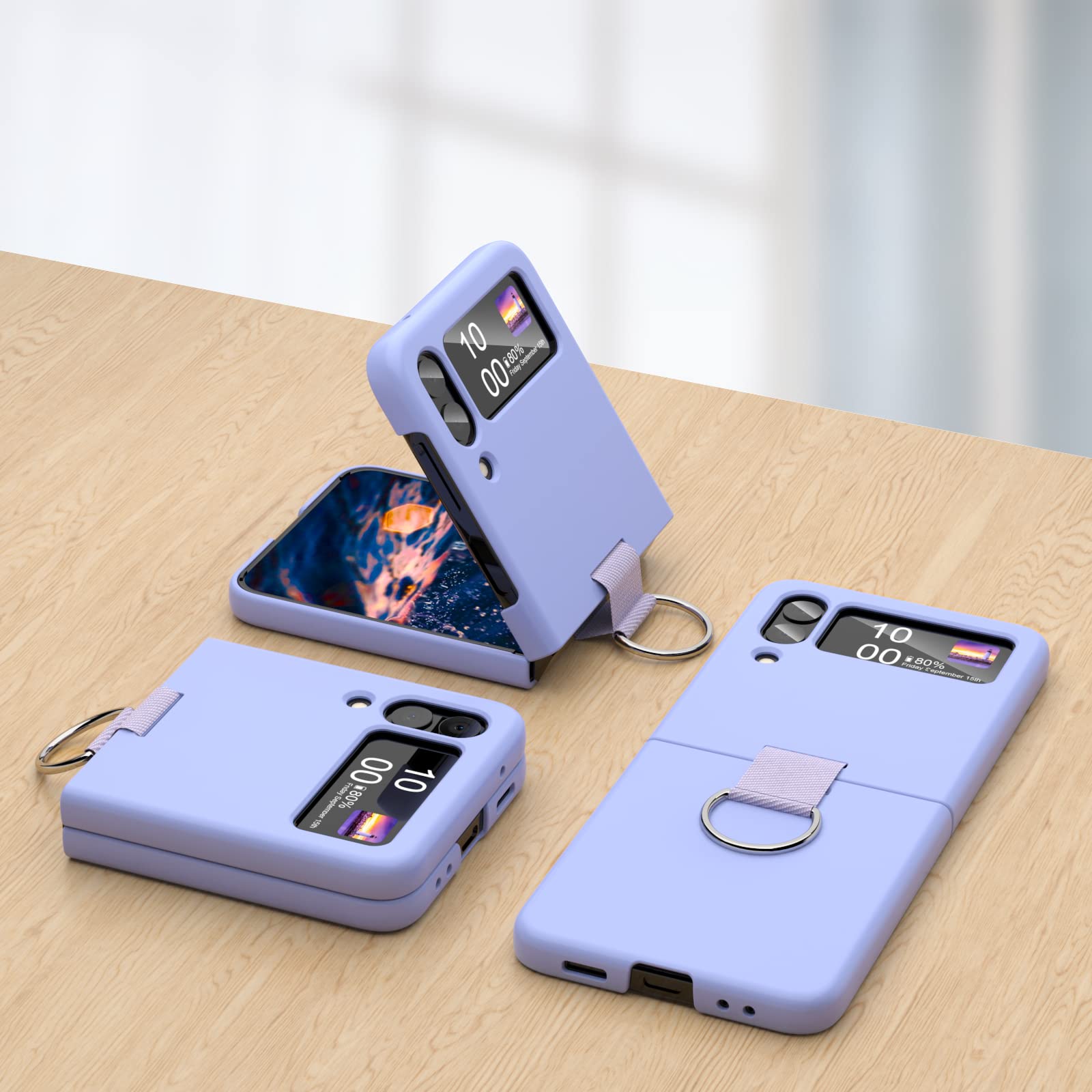 Samsung Galaxy Z Flip 4 Case Shockproof Heavy Duty Silicone Protective Cover With Ring Phone Case For Galaxy Z Flip 4 5G Purple