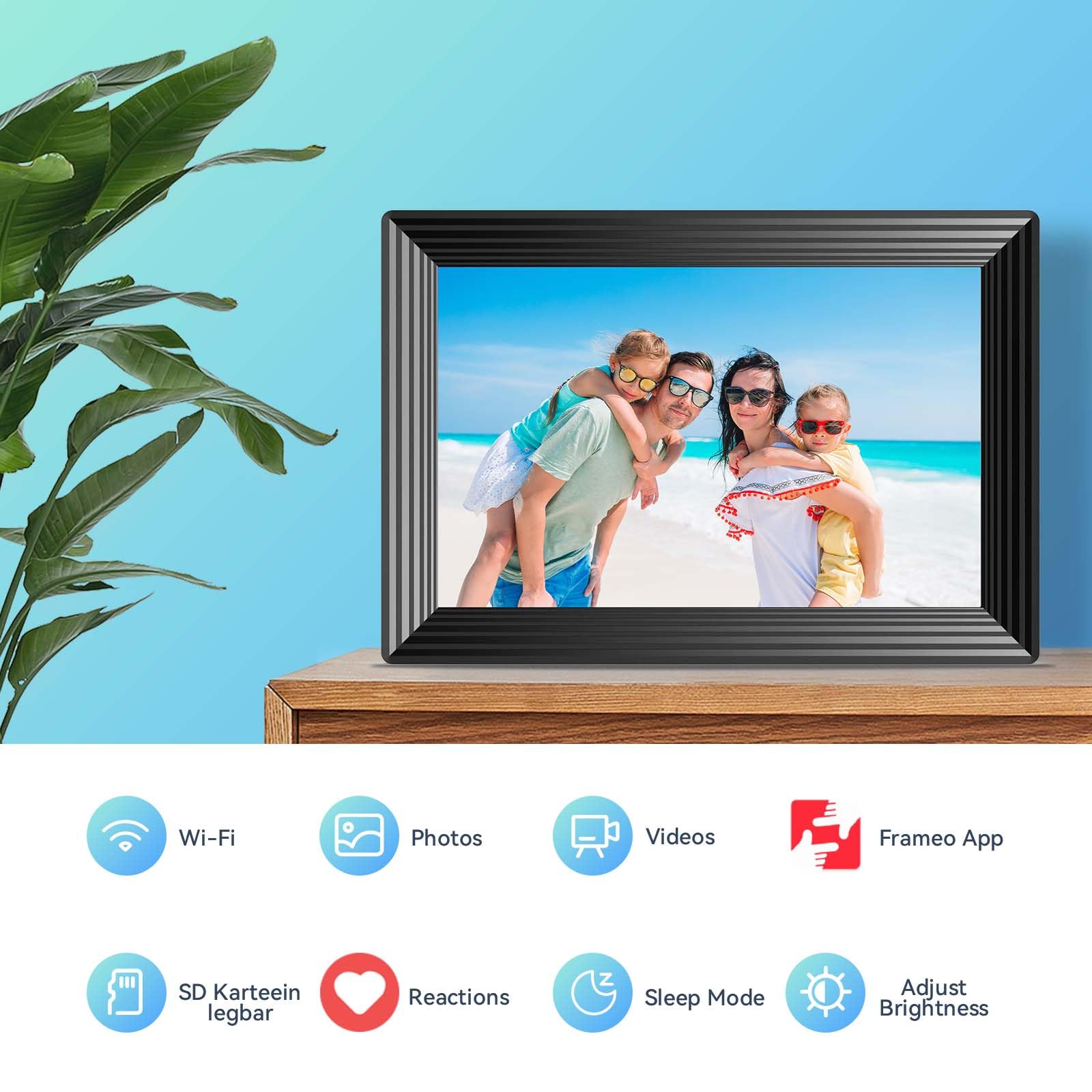Frameo 10.1'' Wifi Digital Picture Frame, Smart Digital Photo Frame With 16Gb Storage, 1280X800 Ips Hd Touch Screen, Auto Rotate