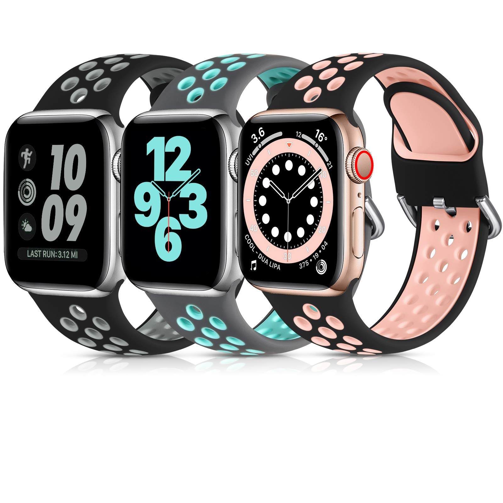 Lerobo 3 Pack Bands Compatible With Apple Watch 44Mm 46Mm 49Mm 45Mm 42Mm 41Mm 38Mm 40Mm Women Men,Soft Silicone Breathable Sport