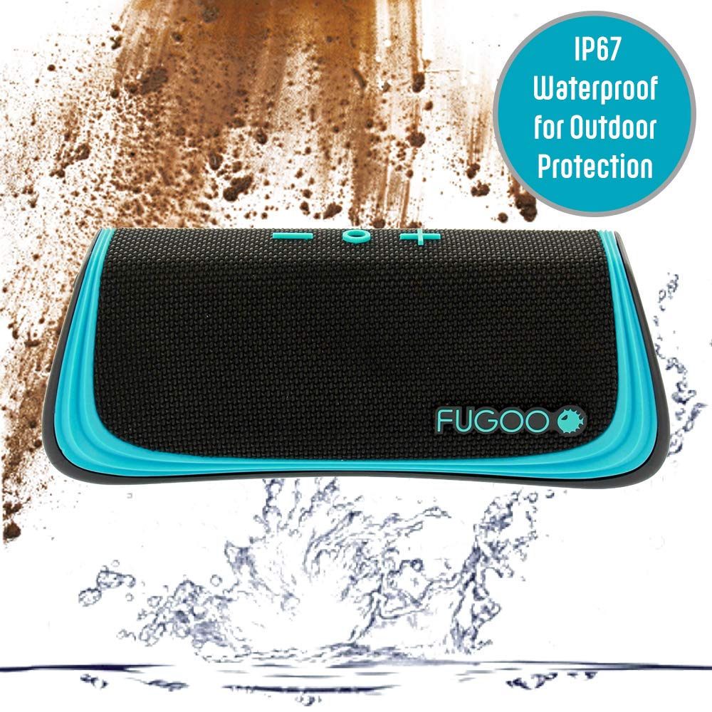 Fugoo Sport   Portable Rugged Bluetooth Wireless Speaker Waterproof Longest 40 Hrs Battery Life (Black/Teal)