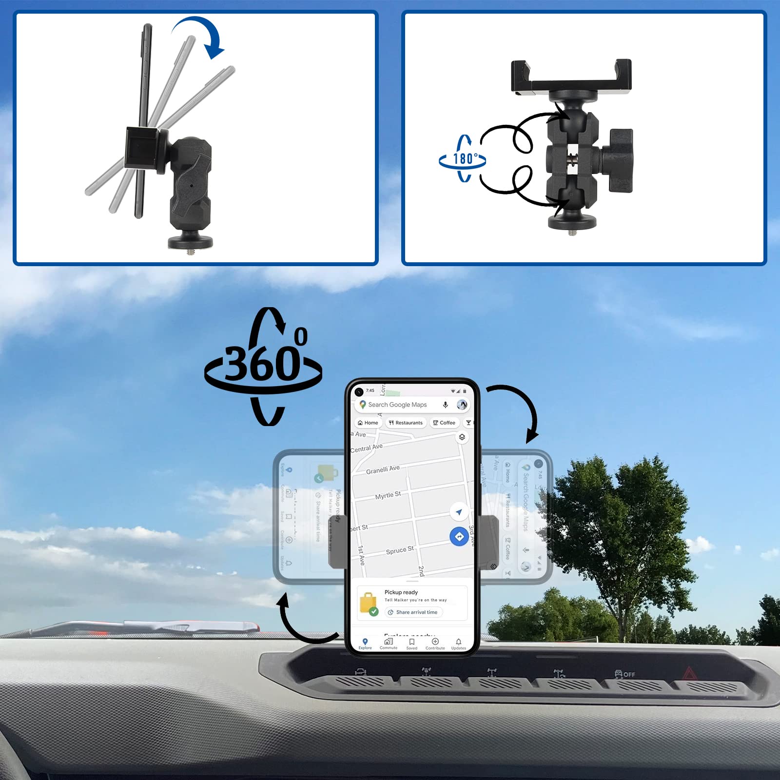 Dashboard Phone Holder Mount Aluminum Alloy For Ford Bronco Accessories 2021 2022 2023 Anti Shake Stabilizer Custom Adjustable P