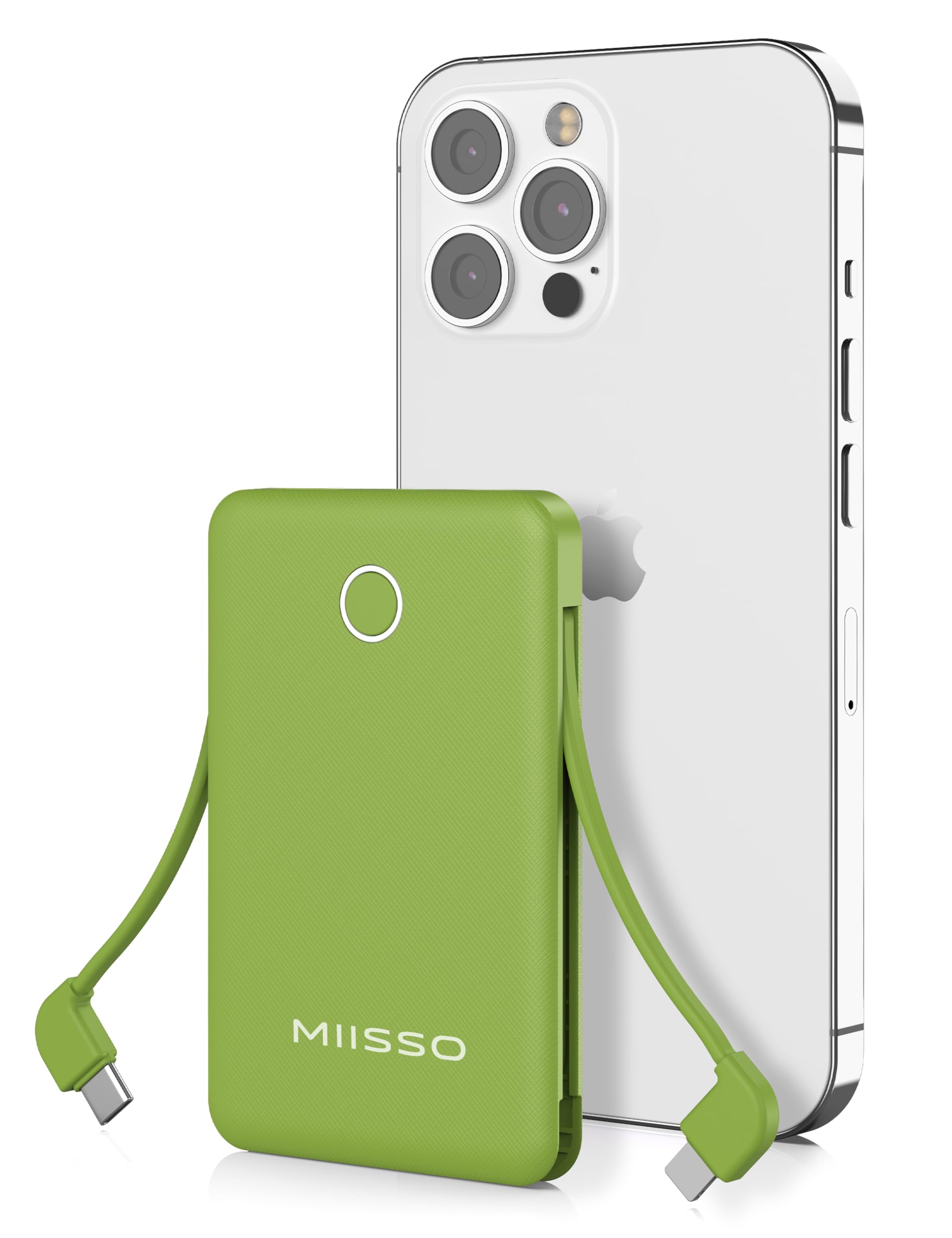 6000Mah Ultra Slim Built In Cables Power Bank, Card Size Built In Usb C Cords Battery Pack Portable Charger For Phones, 3 Output