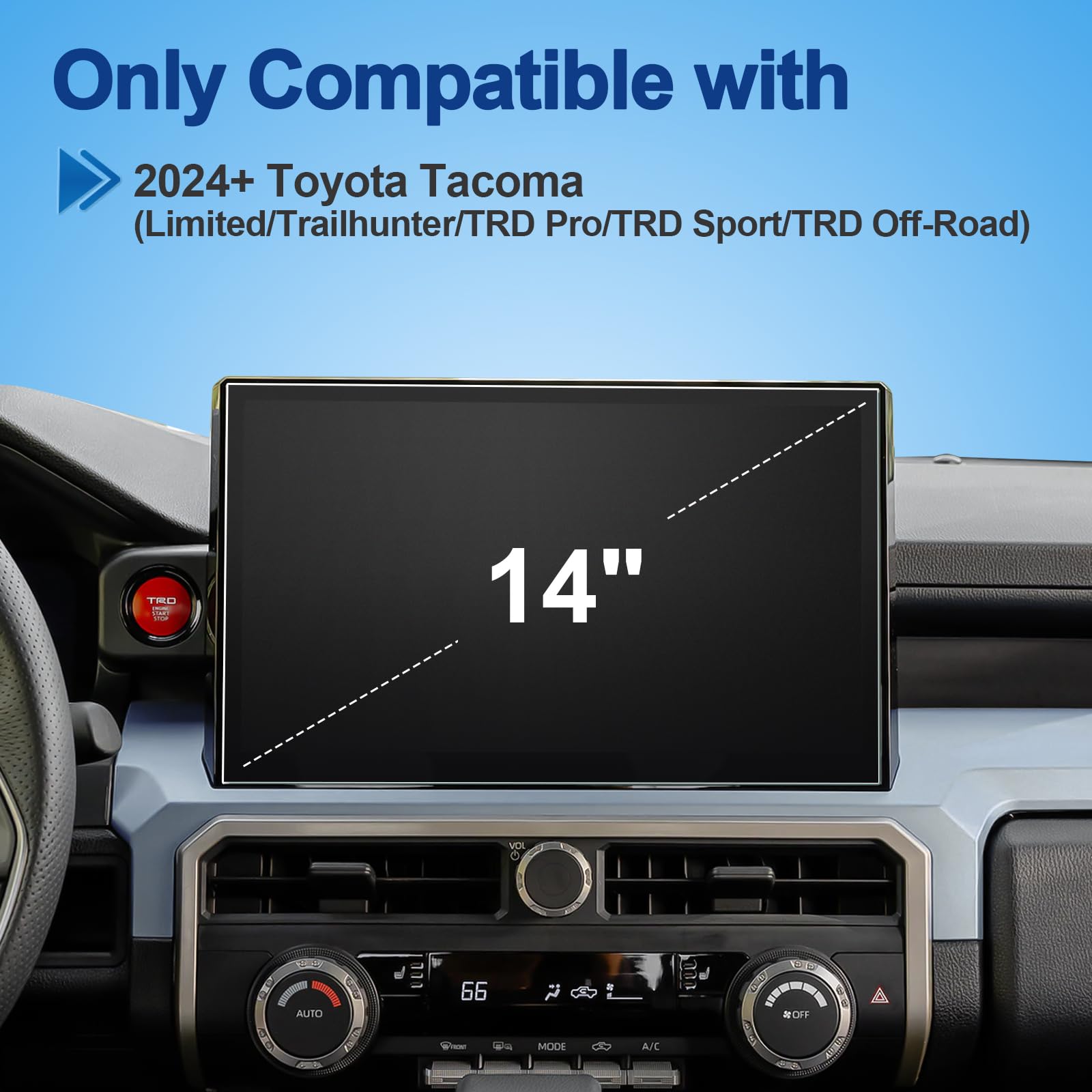 Coleya Anti Glare Matte Screen Protector For 2024 Tacoma (Limited/Trailhunter/Trd Pro/Trd Sport/Trd Off Road) 14 Inch Touchscree
