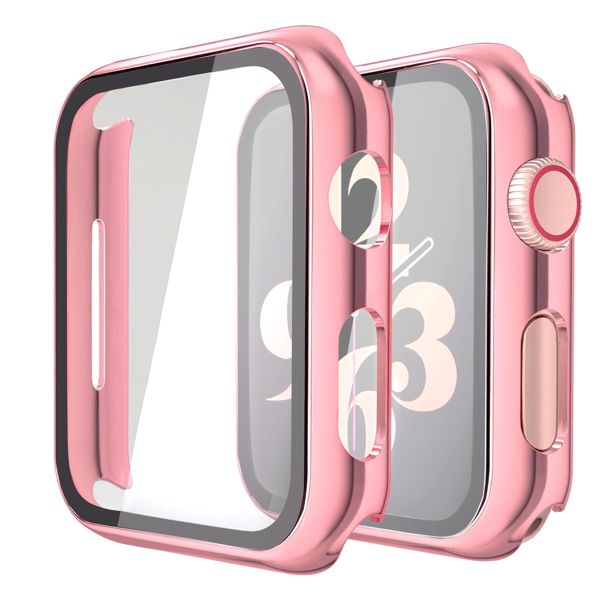 Misxi 2 Pack Hard Pc Case With Tempered Glass Screen Protector Compatible With Apple Watch Series 6 Se Series 5 Series 4 44Mm, 1
