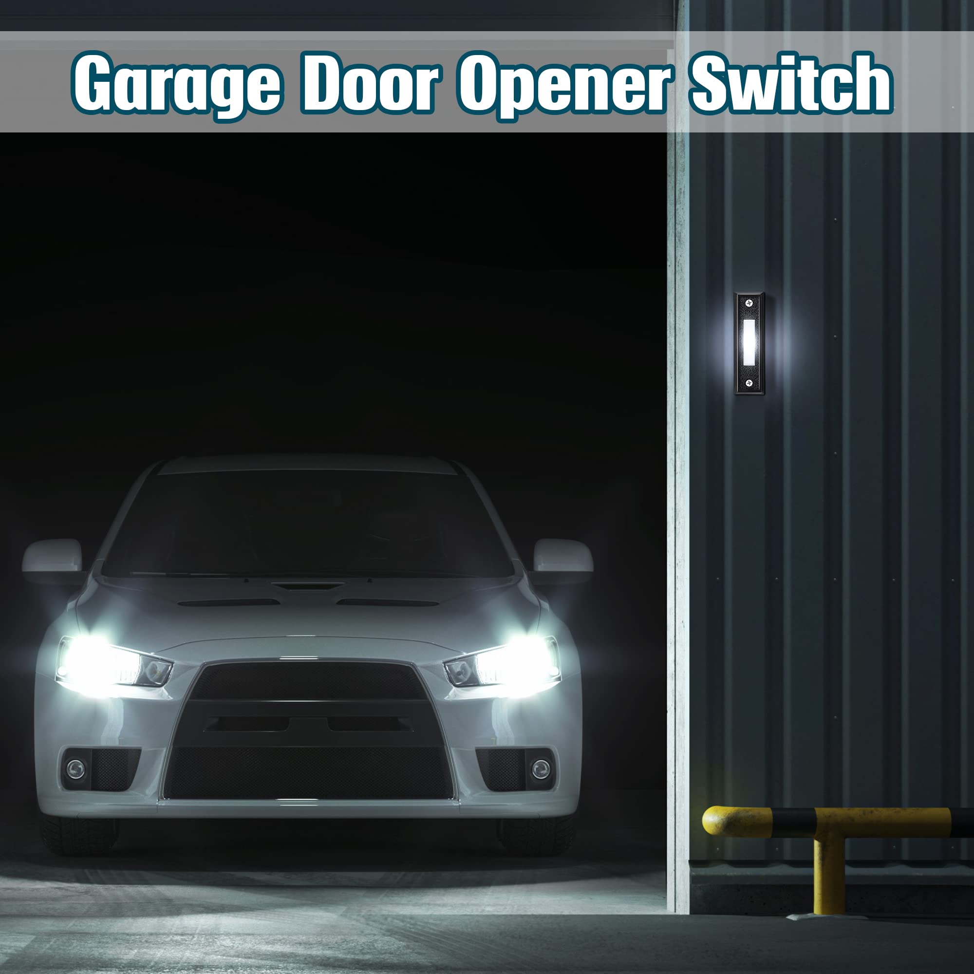 Saillong 2 Pieces Lighted Doorbell Button, Wall Mounted Garage Door Opener Switch With Led Light Compatible With Most Wire Doorb