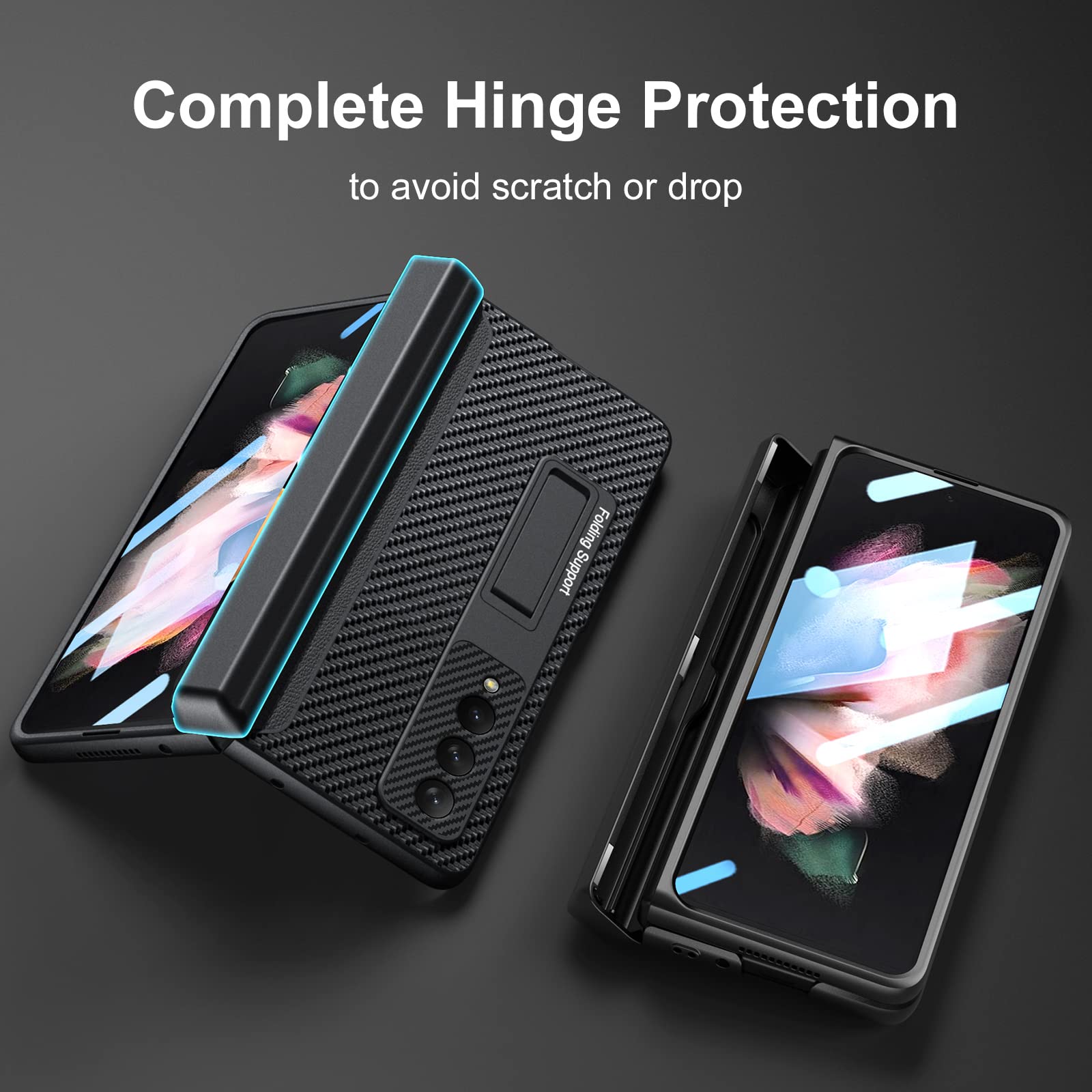[Updated Version] Libeagle Compatible With Samsung Galaxy Z Fold 3 Case [Built In Hidden S Pen Holder To Avoid Pen Lost][Leather