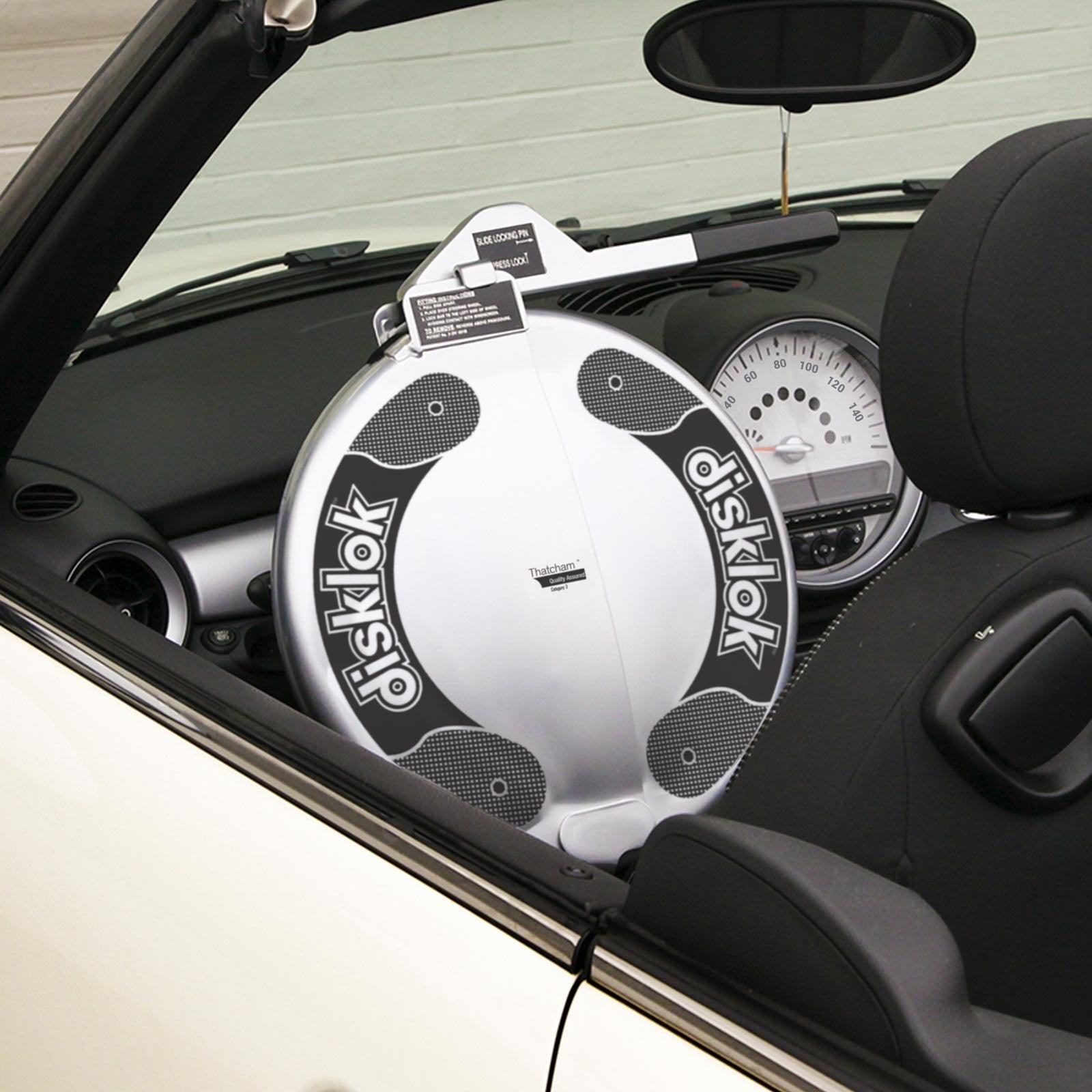 Disklok Security Device   Steering Wheel Lock   Full Cover   Silver   Thatcham Approved (Medium, 15.4In   16.3In)