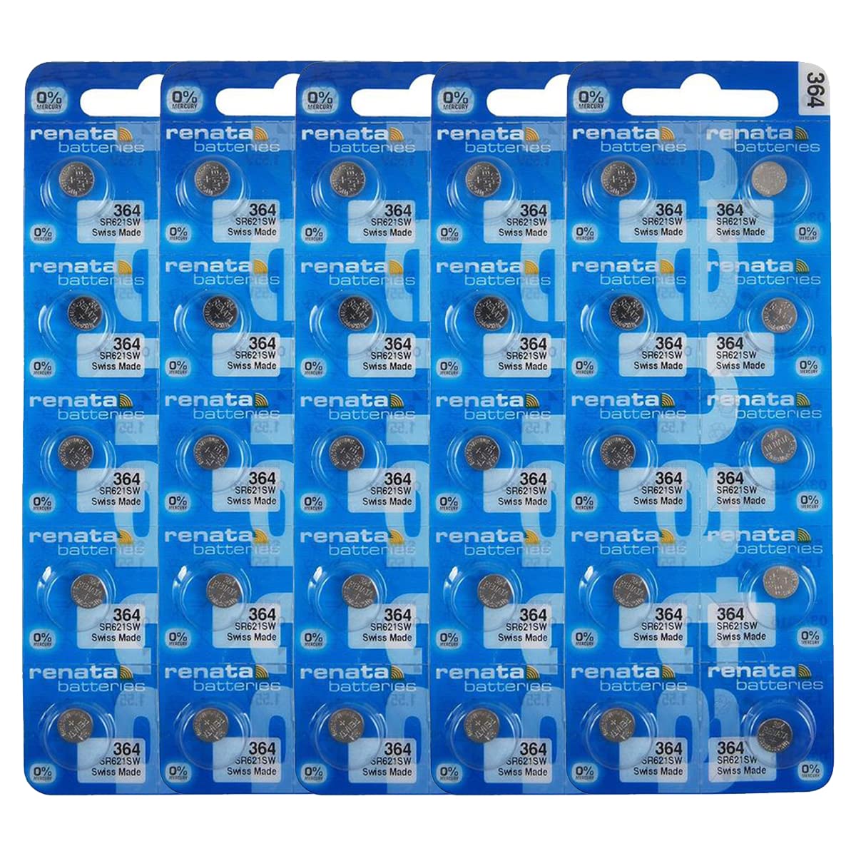 Renata 364 Sr621Sw Batteries   1.55V Silver Oxide 364 Watch Battery (50 Count)
