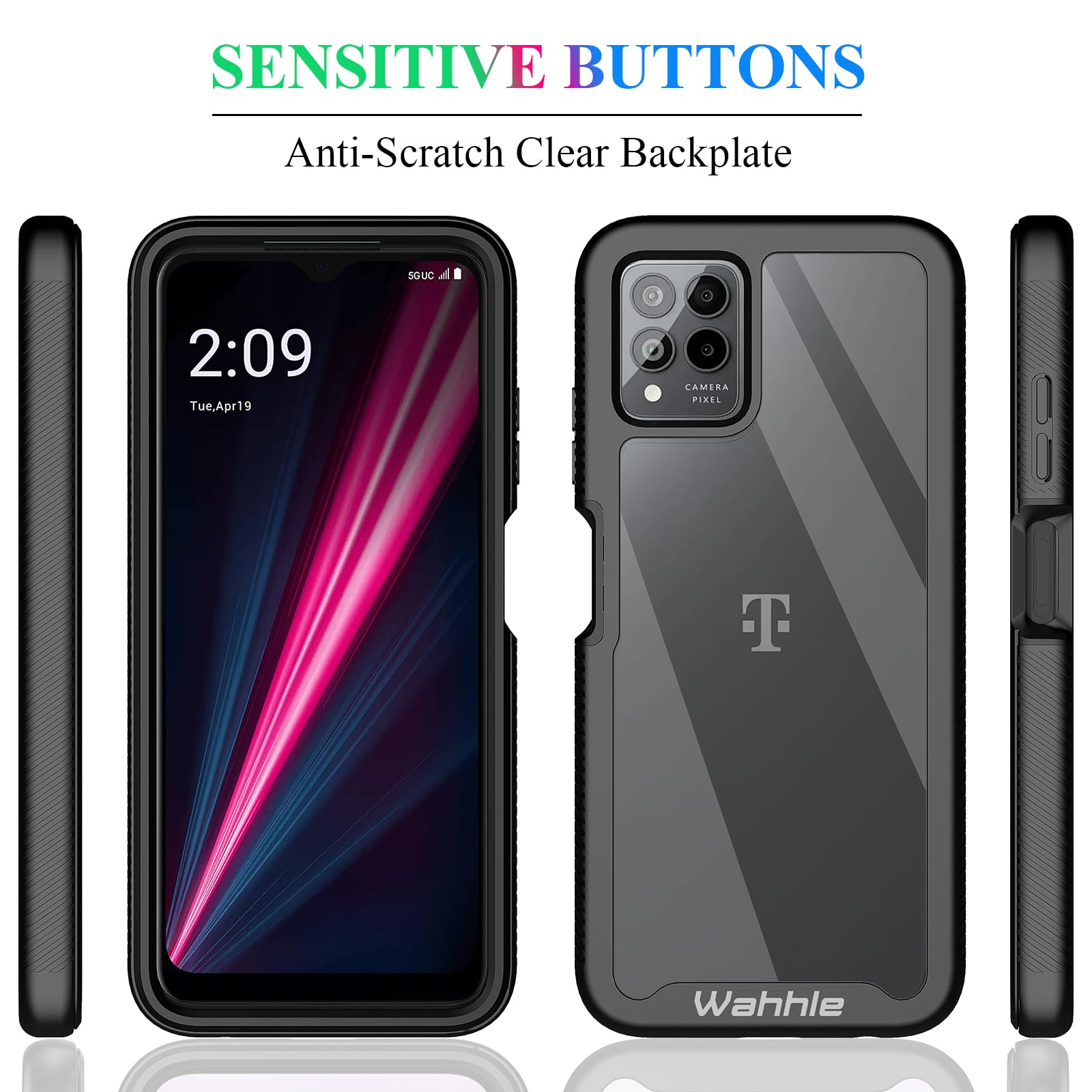 Wahhle Compatible With T Mobile Revvl 6 Pro 5G Case, Built In Screen Protector Full Body Shockproof Slim Fit Bumper Protective P