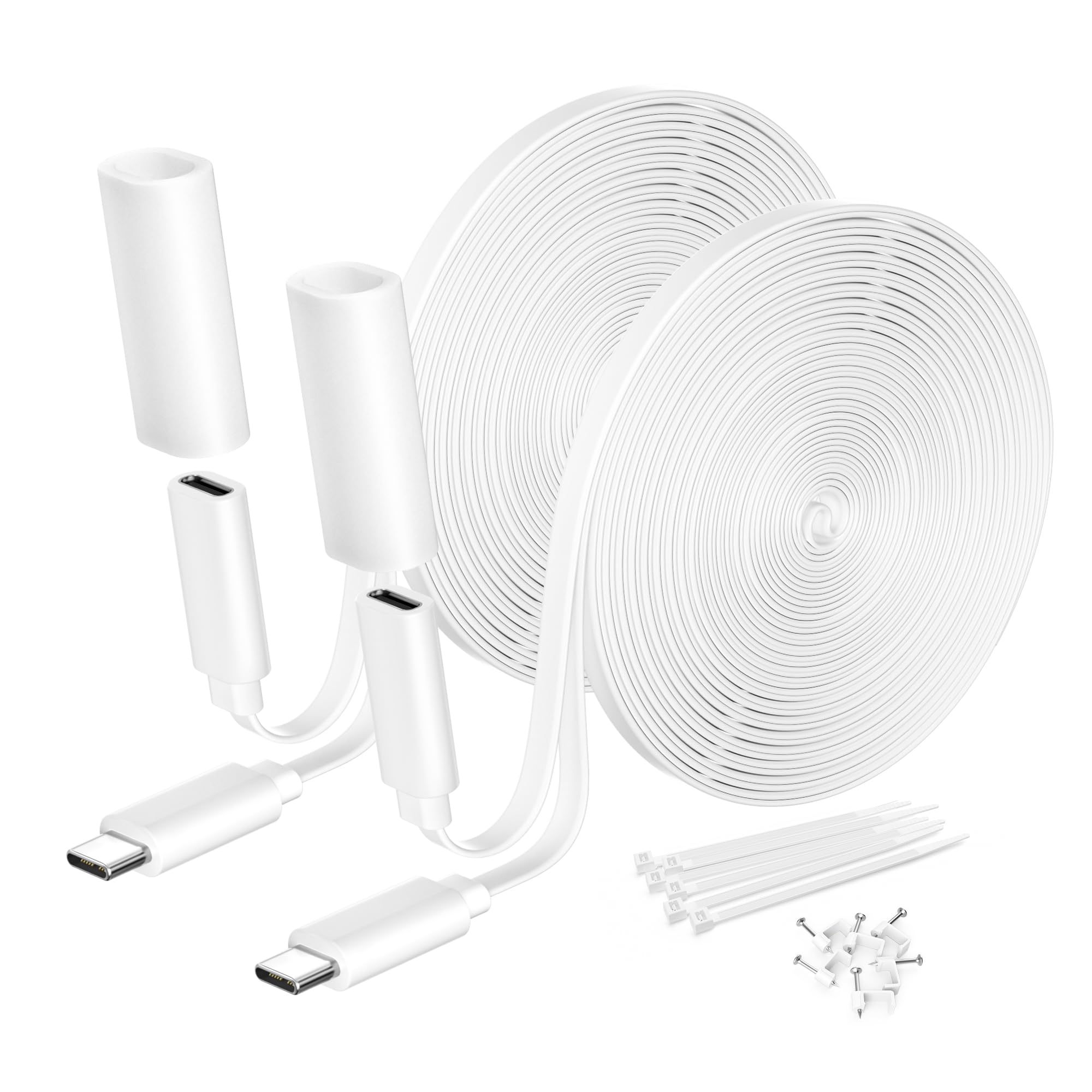 Itramax Flat USB C Power Extension Cable 10FT/3M 2PackWhite Waterproof