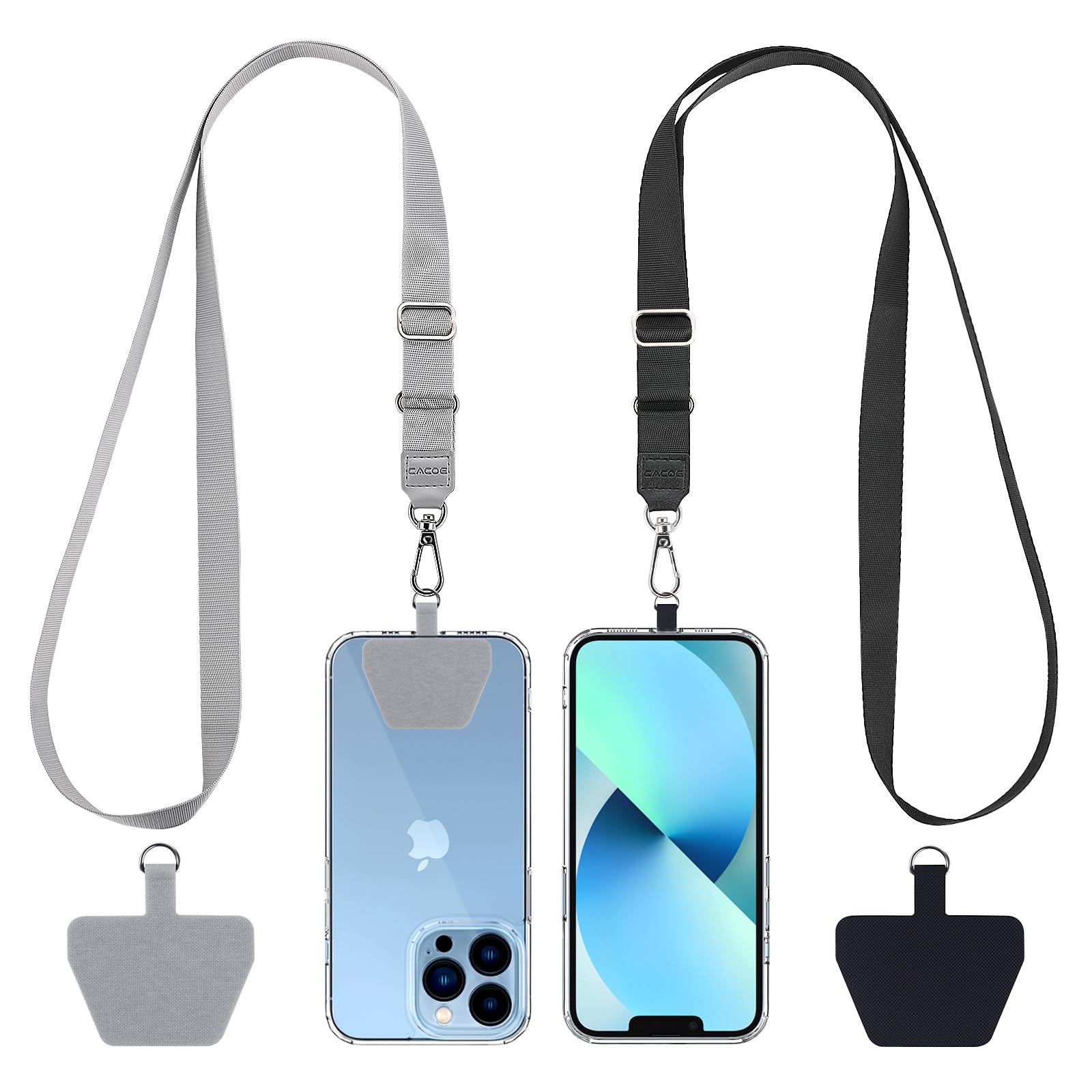 Cacoe Phone Lanyard 2 Pack 2    Adjustable Neck Strap,2    Phone Patches,Universal Cell Phone Multifuctional Patch Lanyards Comp