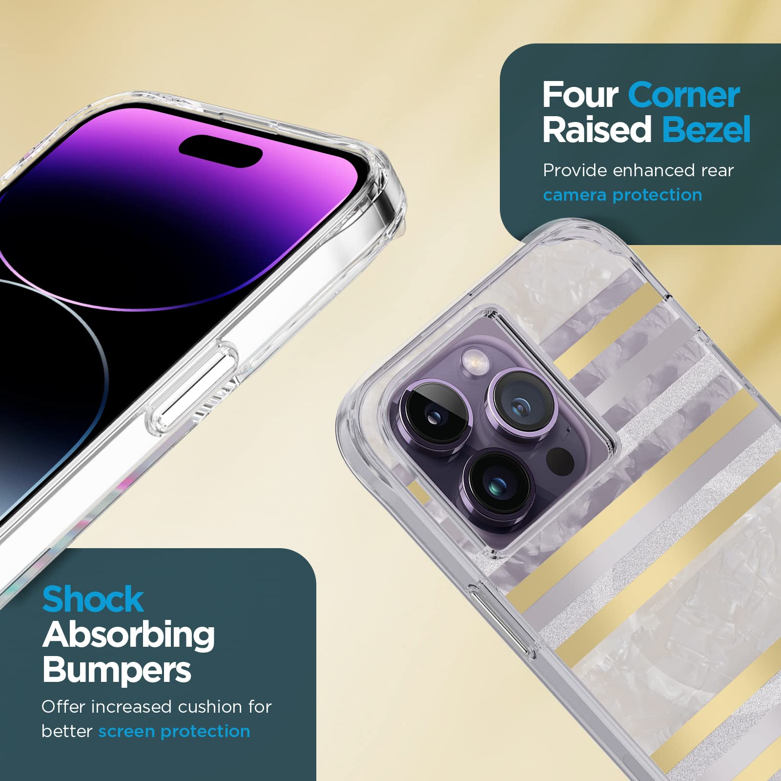 Case Mate Iphone 14 Pro Max Case   Pearl Stripes   10Ft Drop Protection   Compatible With Magsafe & Wireless Charging   Luxury C