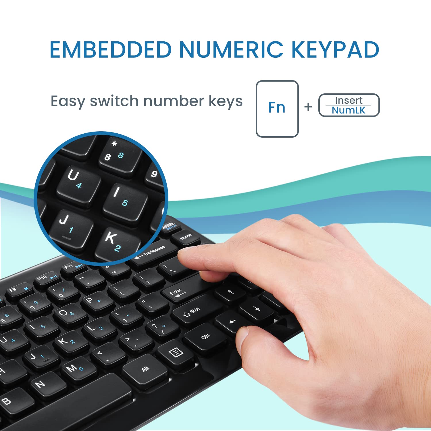 Perixx Periboard 407B Us, Wired Usb Mini Keyboard With 11 Hot Keys   Glossy Black   Us English Layout