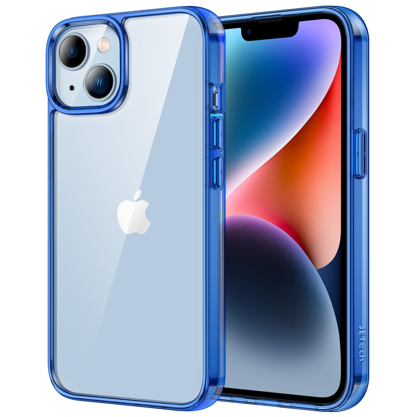 Jetech Case For Iphone 14 Plus 6.7 Inch, Non Yellowing Shockproof Phone Bumper Cover, Anti Scratch Clear Back (Blue)