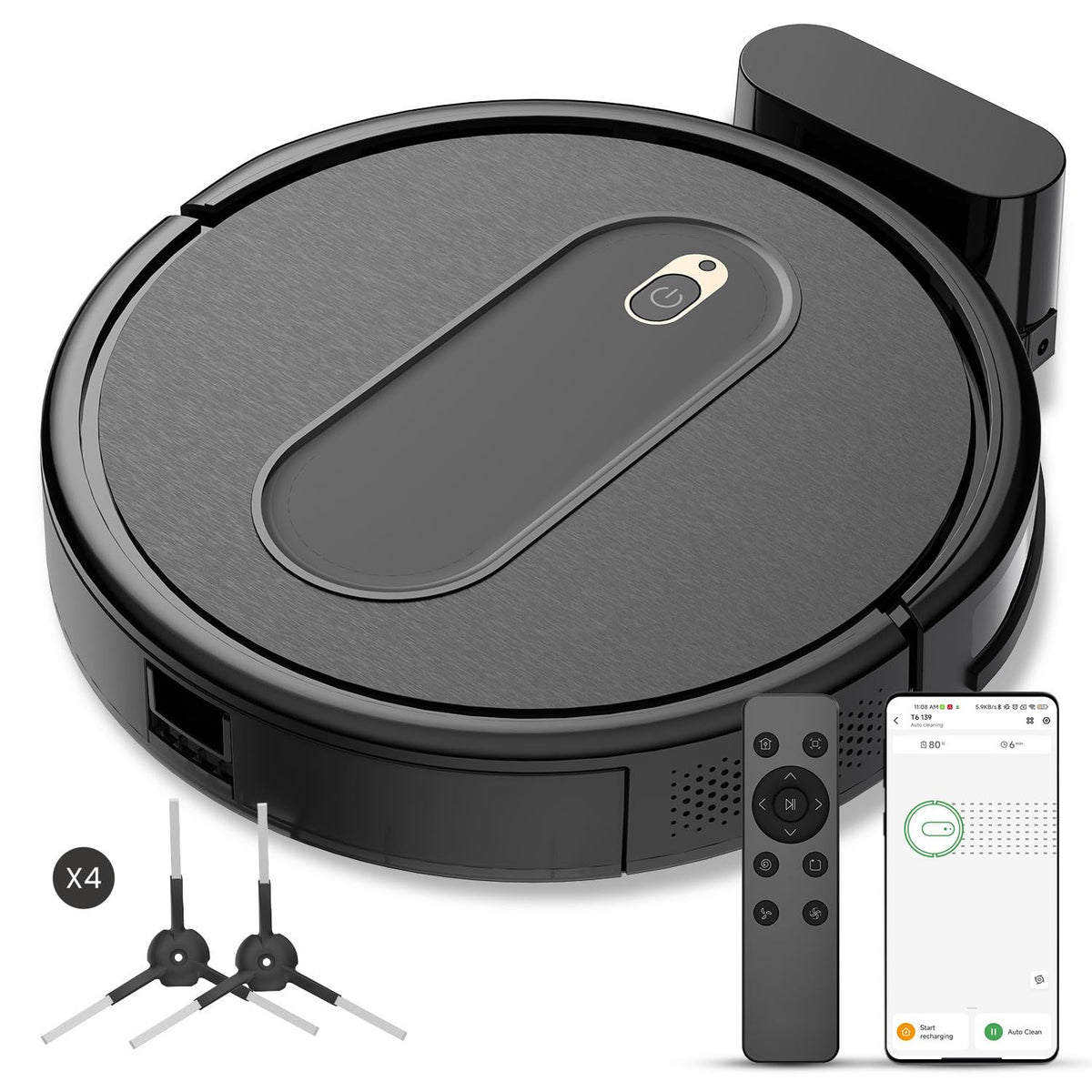 Vexilar T6 Robot Vacuum, 100 Mins Runtime, Slim, Quiet, Automatic Robotic Vacuum Cleaner, Self Charging, Schedule Setting, Remot
