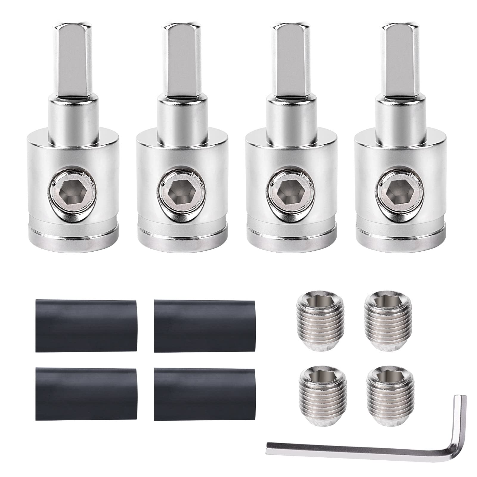 Tottist Amp Input Reducer 0 Gauge To 4 Gauge (4Pcs) Car Stereo Audio Awg Pin Power Ground Wire Reducer 4Pcs