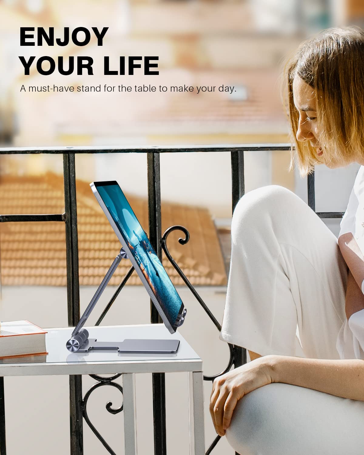 Anozer Tablet Stand,Adjustable Tablet Holder For Desk,Foldable Aluminium For Ipad Stand Dock Holder For Ipad Air 5/4/Mini 6/Mini