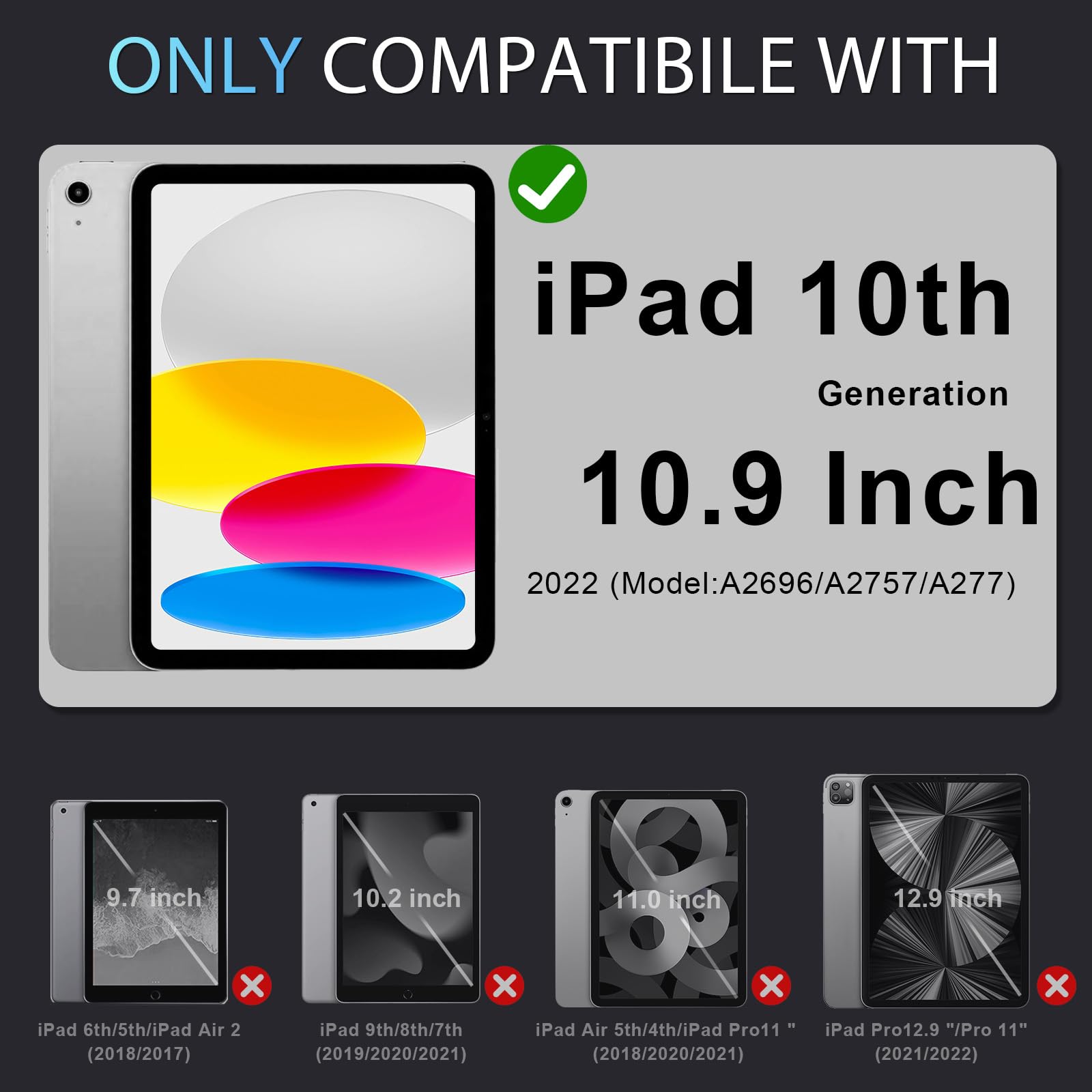 Auizotl Case For Ipad 10Th Generation Case 10.9 Inch,Kids Friendly 10Th Generation Ipad Cases With Screen Protector Shoulder Str