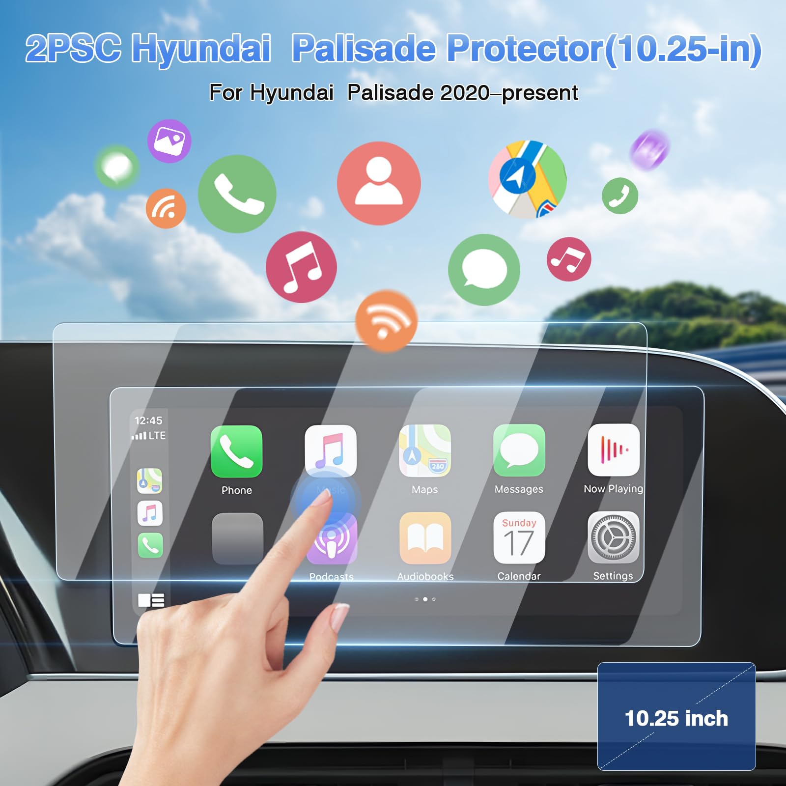 Sunsdrew 2Pcs Screen Protector For 2020 2021 2022 Hyundai Palisade Ltd Limited Calligraphy 10.25 Inch Touch Screen Radio Display