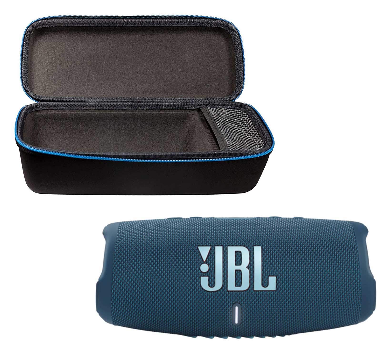 JBL Charge 5 Portable Waterproof Wireless Bluetooth Speaker Bundle with divvi! Protective Hardshell Case - Blue