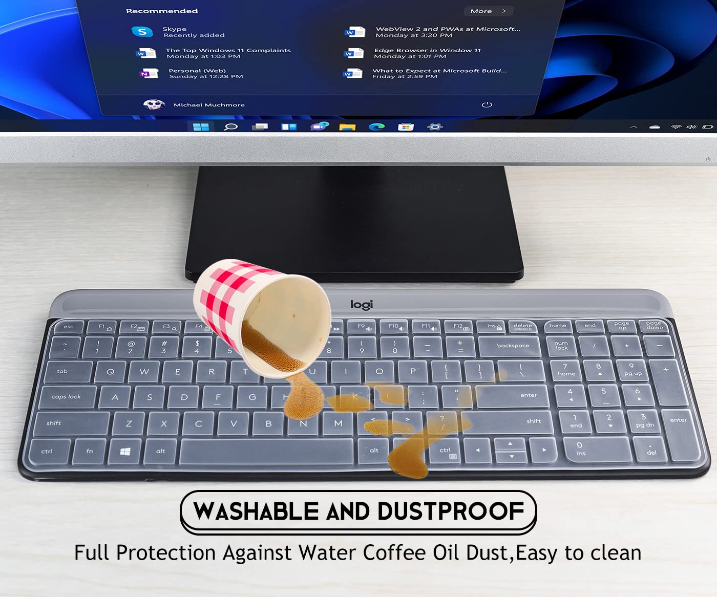 Keyboard Cover For Logitech Mk470 Slim Wireless Keyboard & Logitech K580 K585 Slim Multi Device Wireless Keyboard Cover Skin, Lo