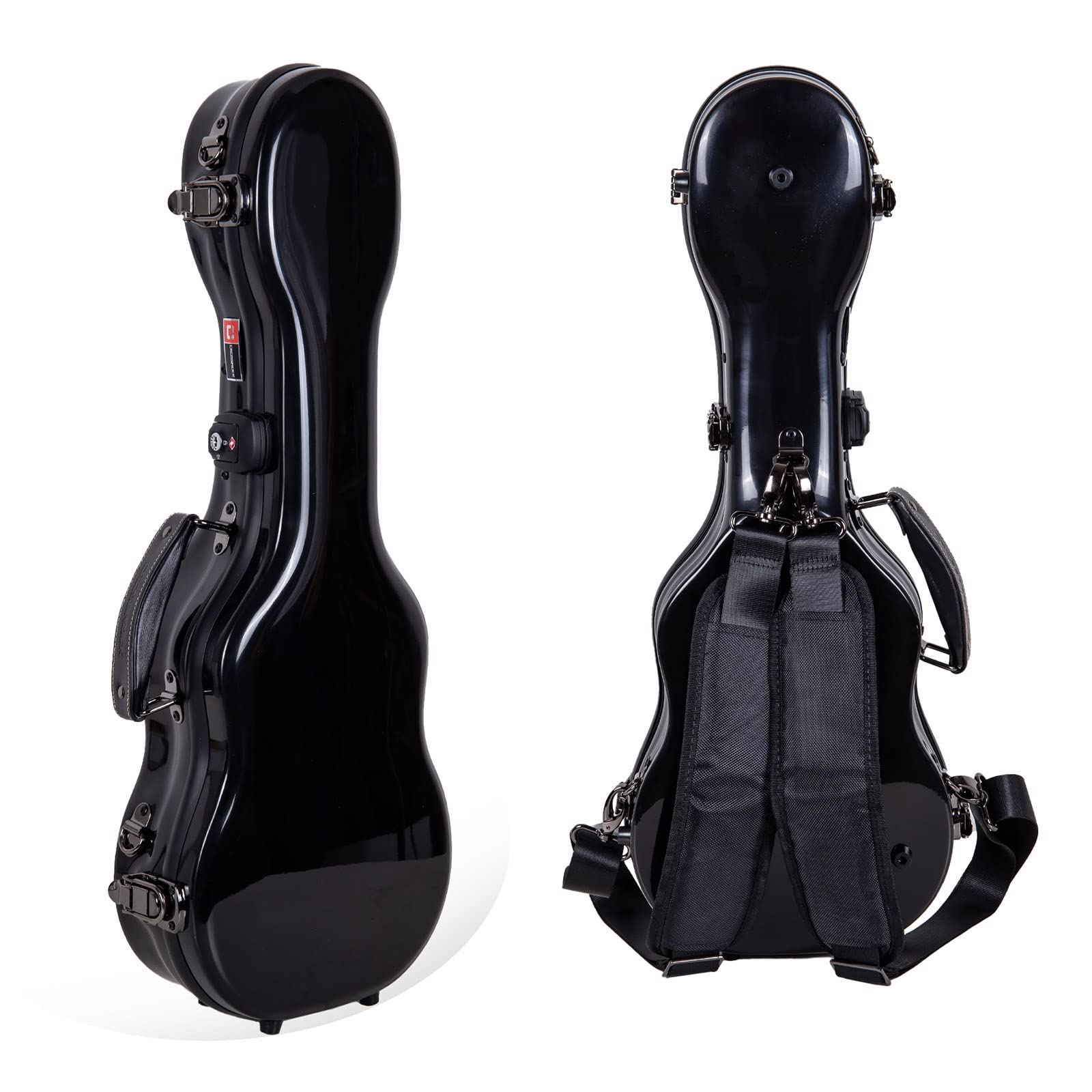 Crossrock Deluxe Fiberglass Concert Ukulele Case With Tsa Lock, Black (Crf2020Cubk)