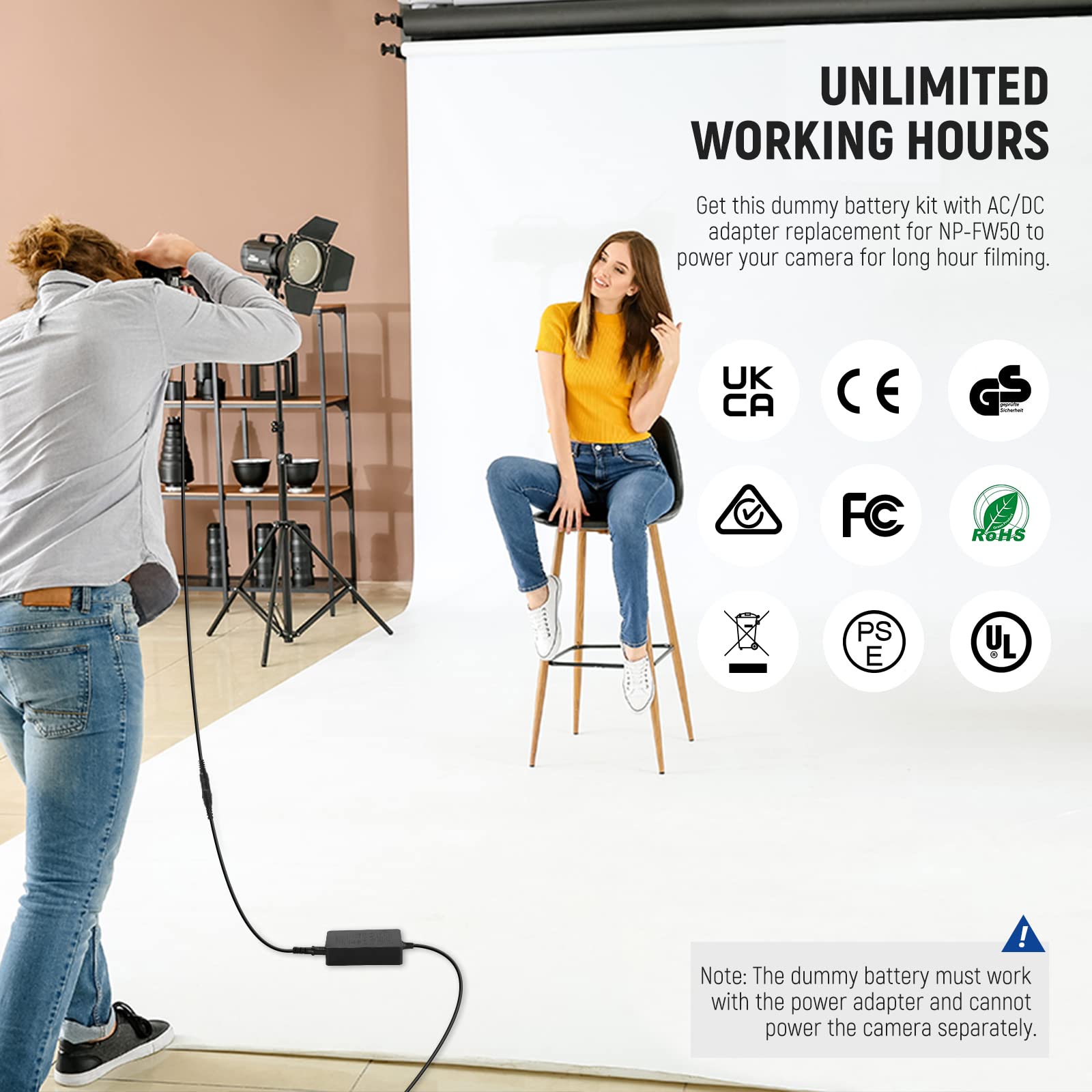 Neewer Ac Pw20 Dummy Battery With Ac/Dc Coupler Power Adapter Replacement For Np Fw50 Power Supply Compatible With Sony A7/7R/7S