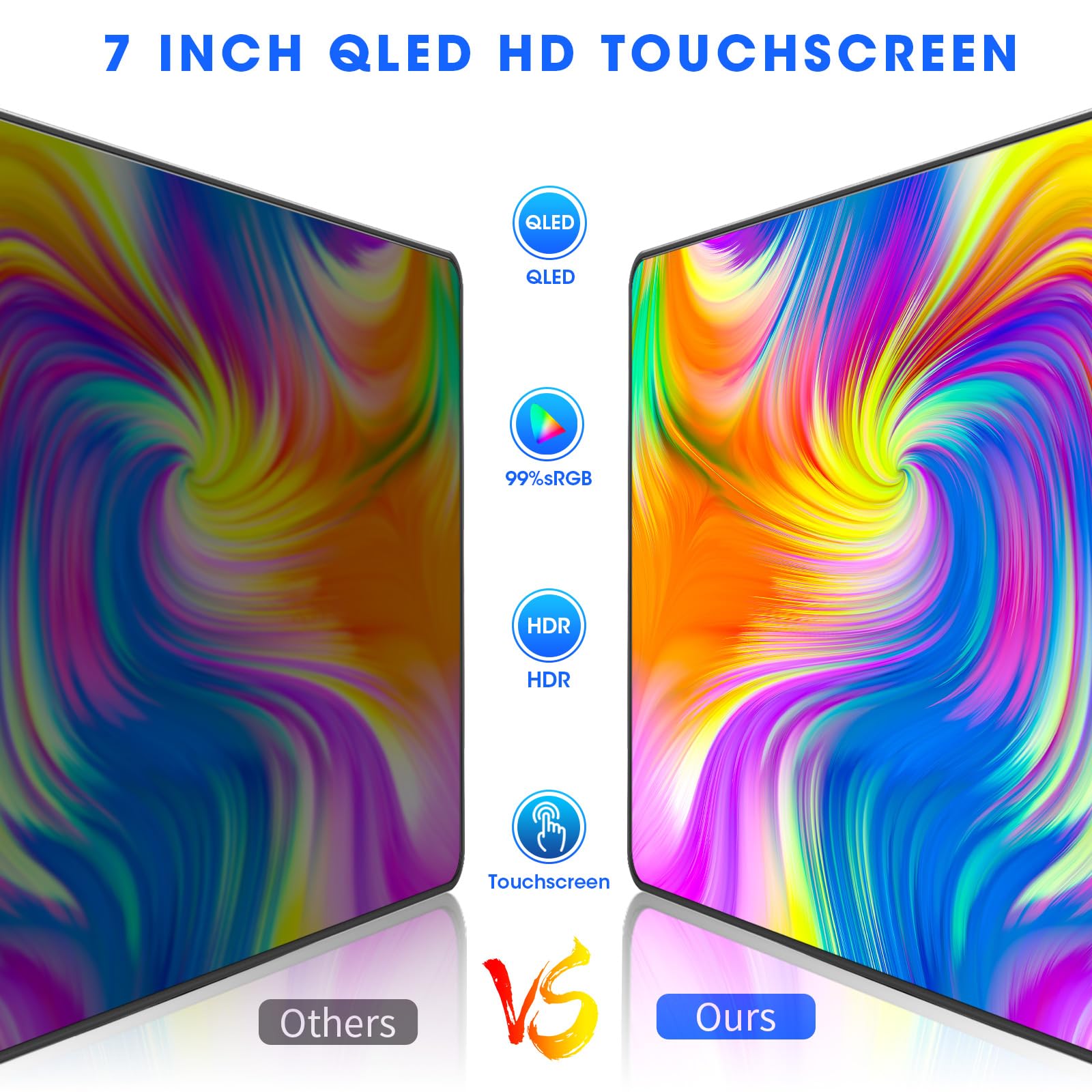 Wireless Apple Carplay Android Auto: Portable 7 Inch Qled Touch Screen Car Stereo   Bluetooth 5.0 Mirror Link Steering Wheel Con